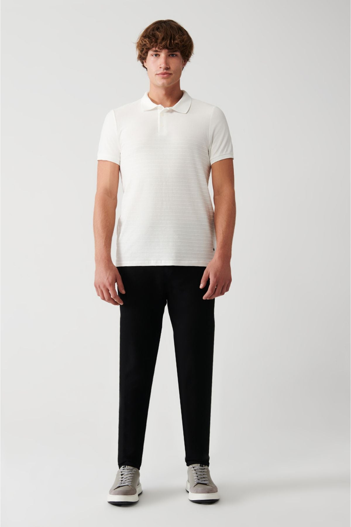 Men's White 100 %Cotton Polo Yaka T-shirt A31y1128