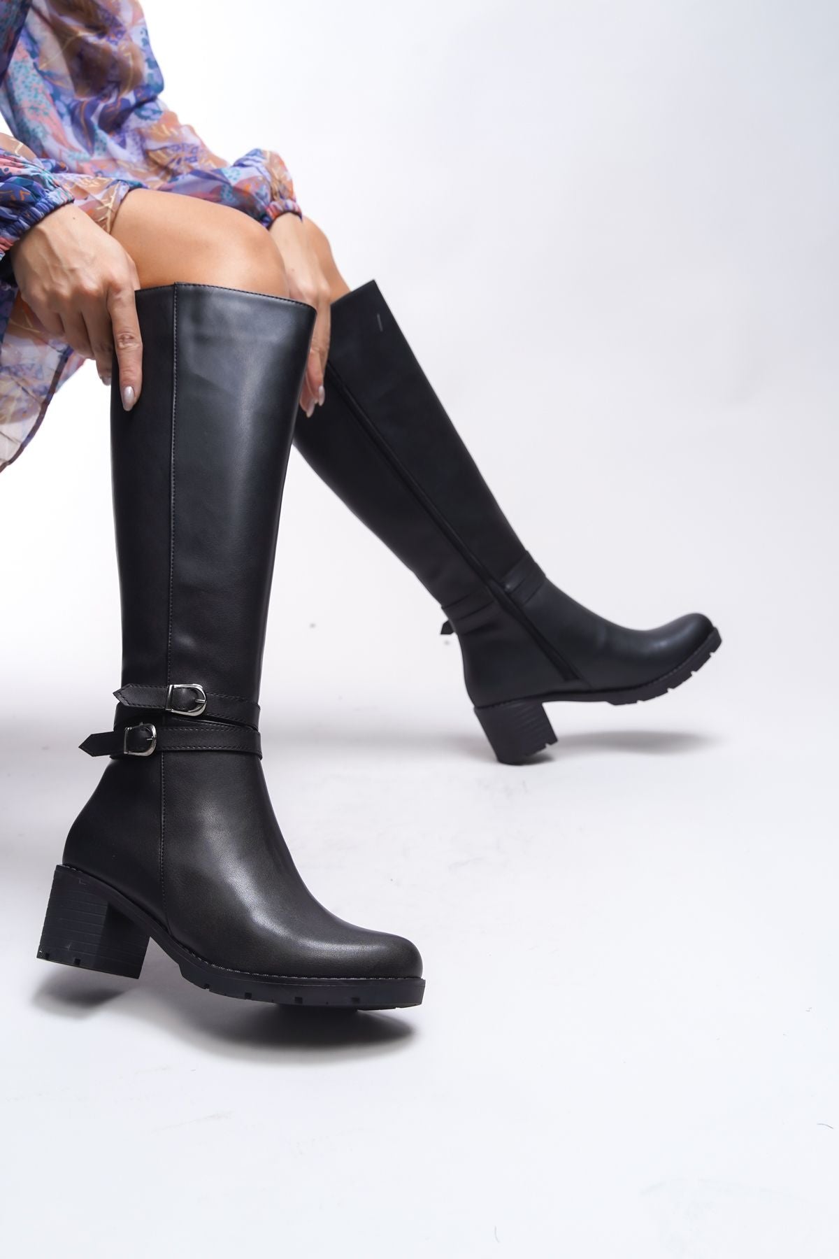 Zauhilde Female buckle detailed heeled drawing 0012746 black skin