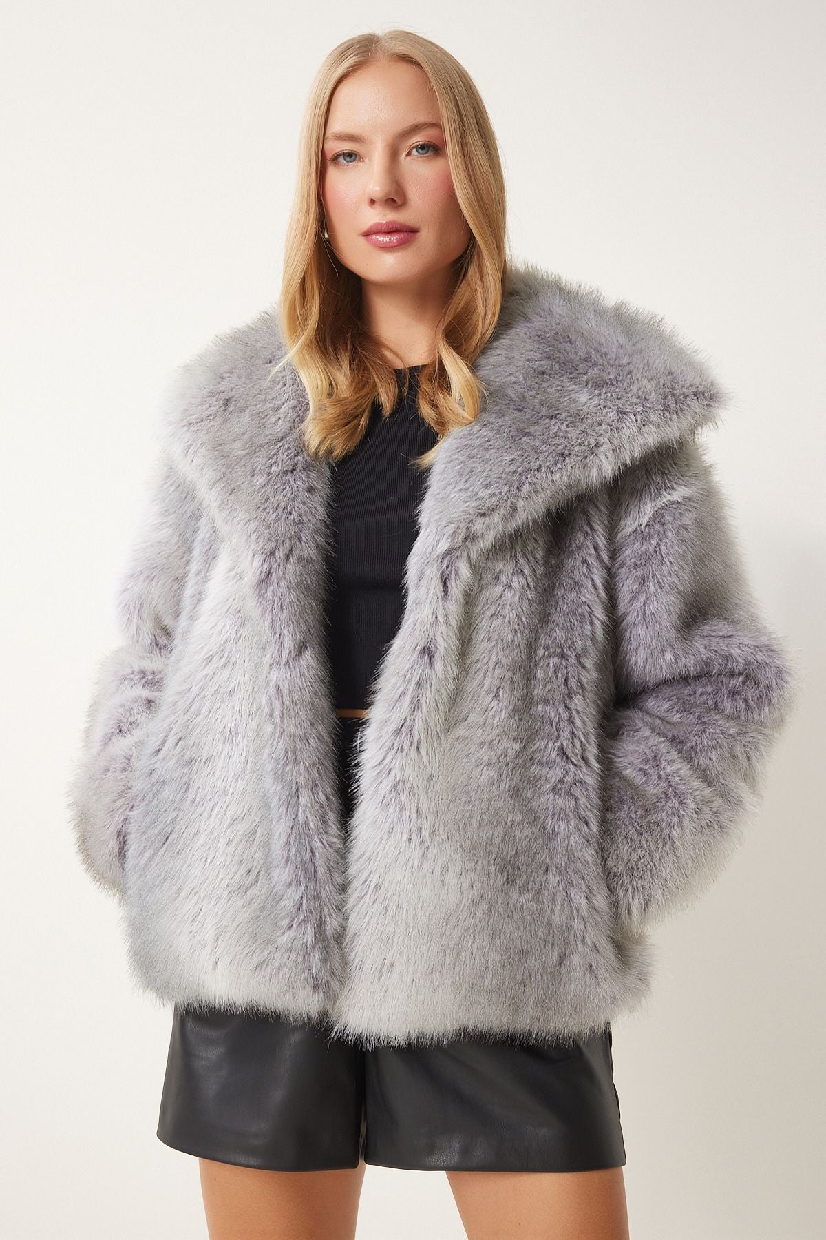 WOMEN GRAY GRAY ARTIA FUR JACKET FN03430