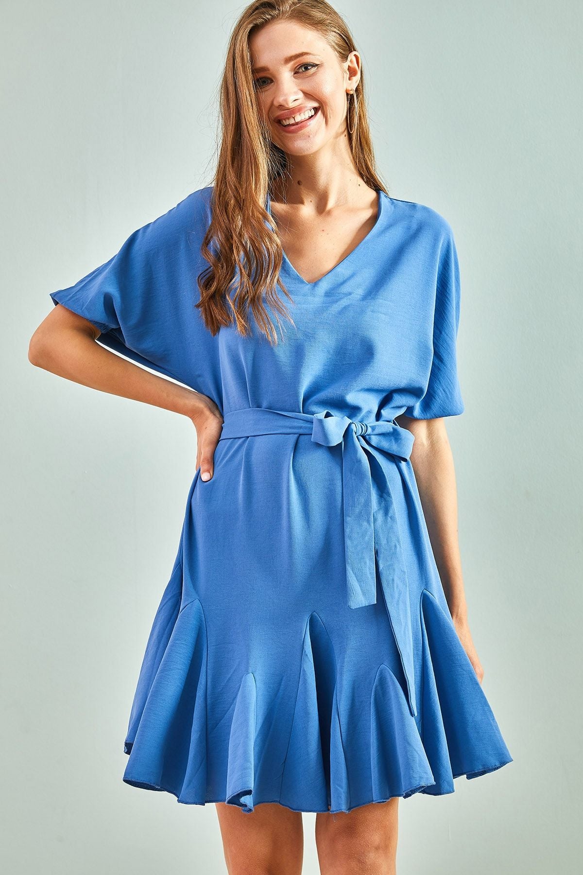 Female belt arm tirey ayrobin dress 5841