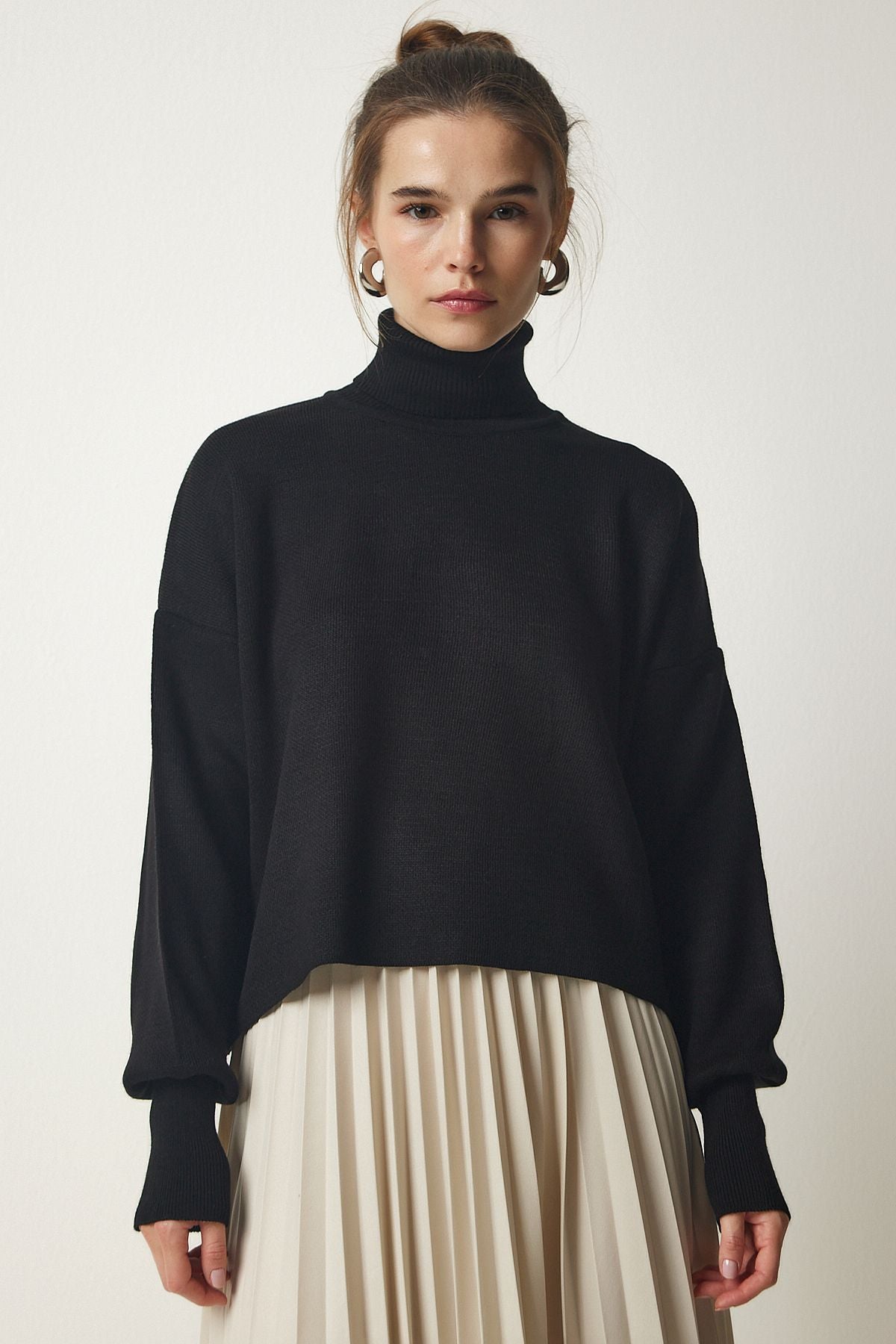 Female black fisherman collar Casual knitwear sweater kg00007