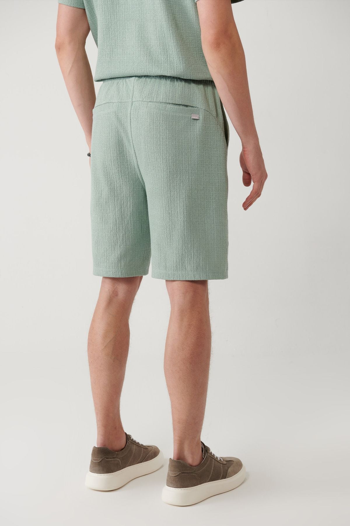 Men's Nile Green Side Pocket Jacquard Short A41y3607