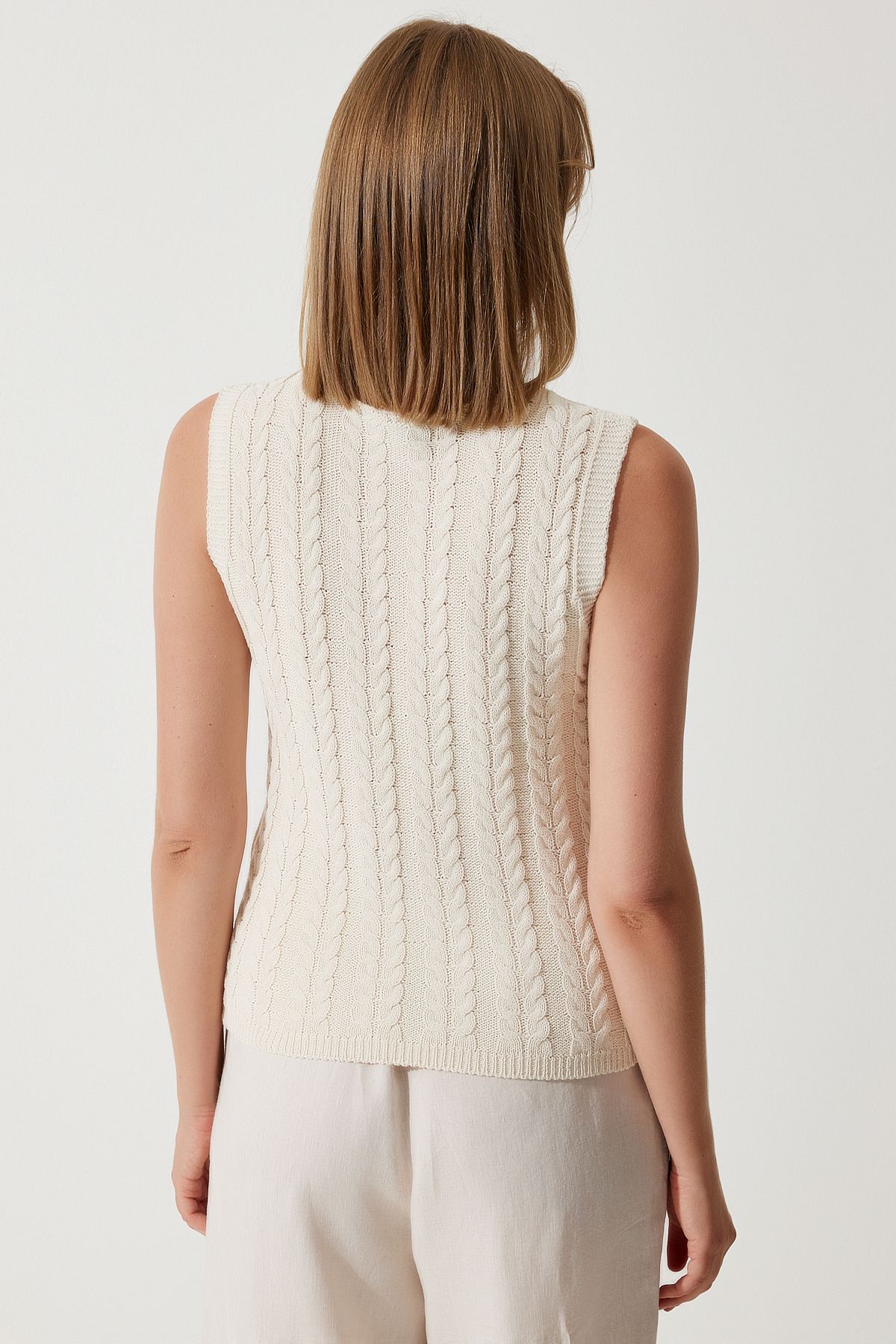 Women's Cream Glass textured summer knitwear sweater BV00118