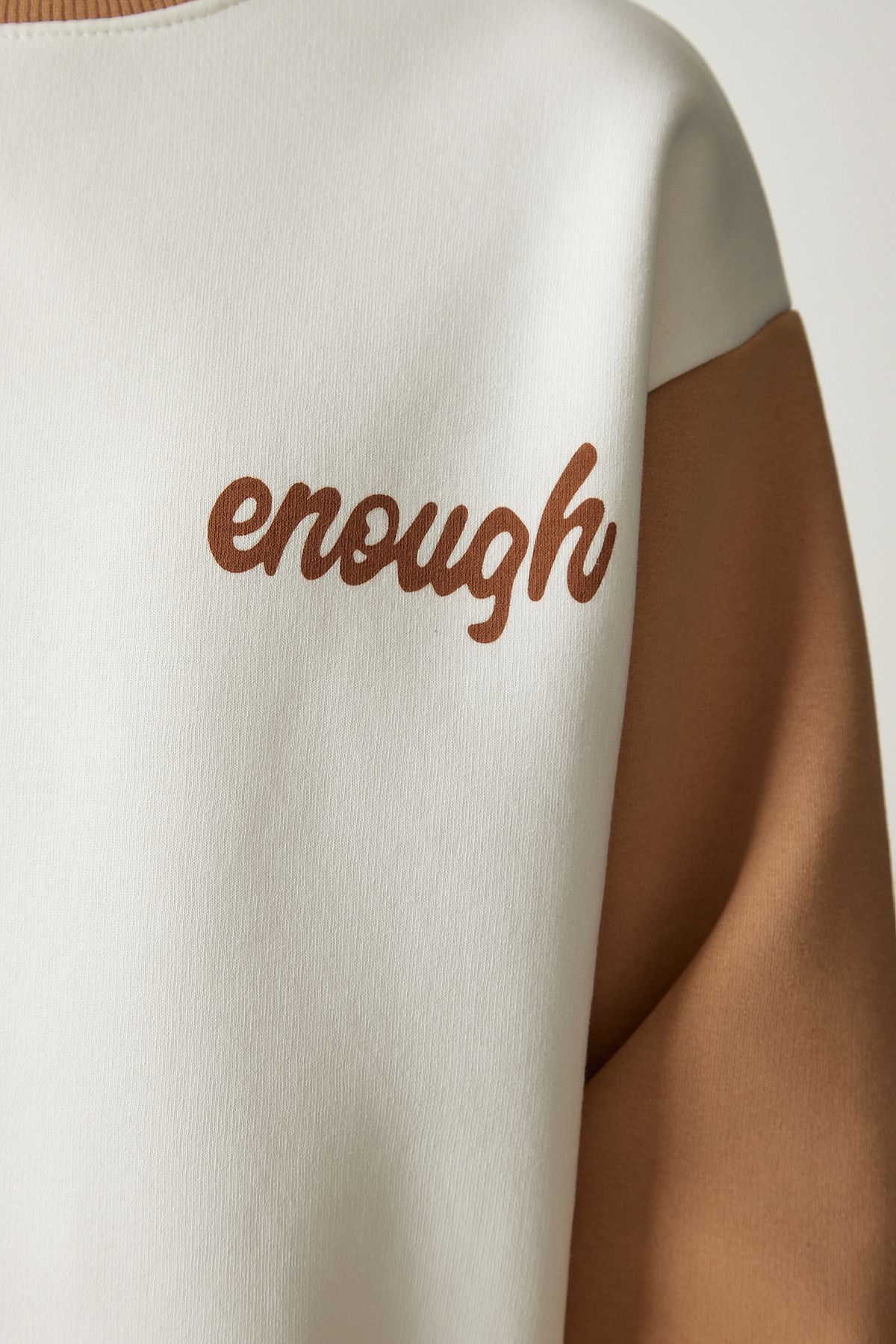 Woman White Biscuit Block Color Sweatshirt OW00005