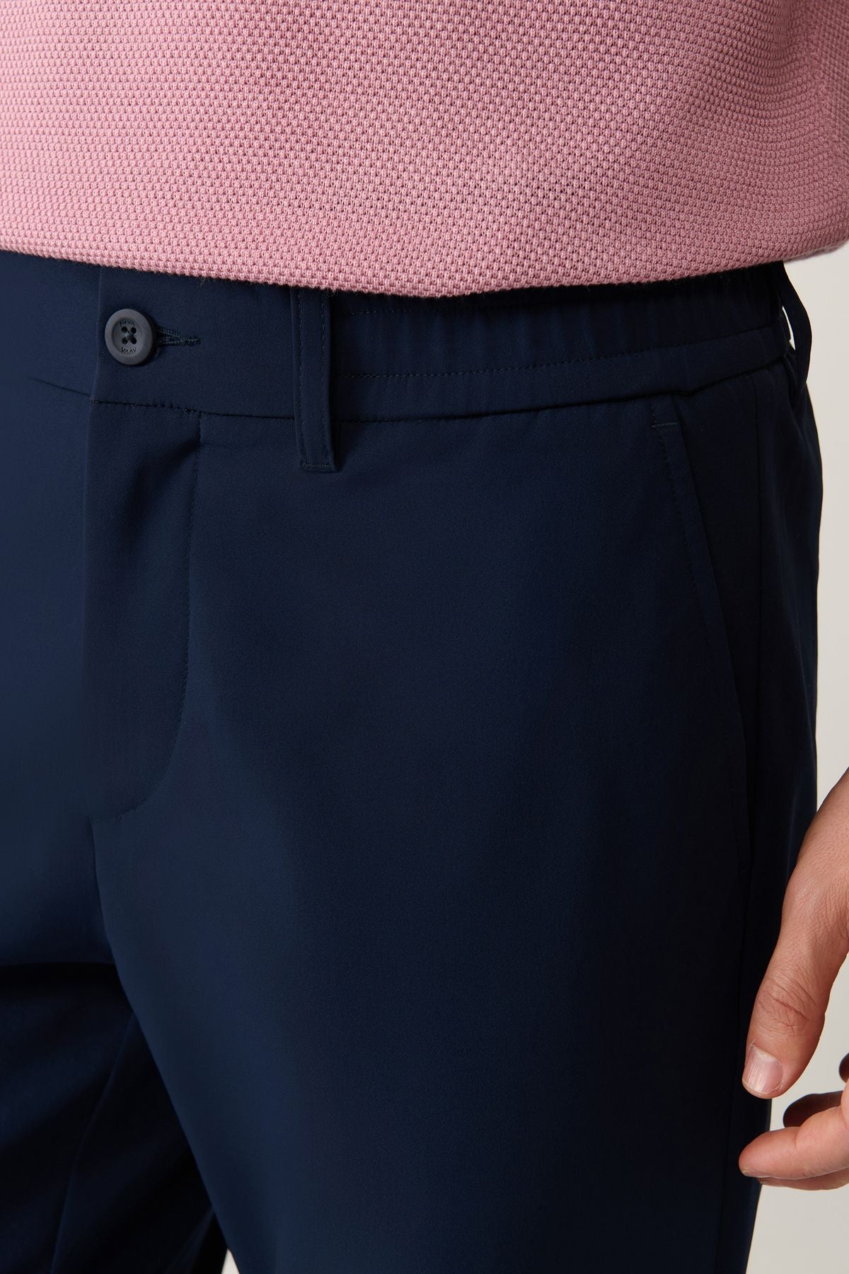 Men's navy blue waist tire 360 degrees flexible technical fabric pants A41y3077