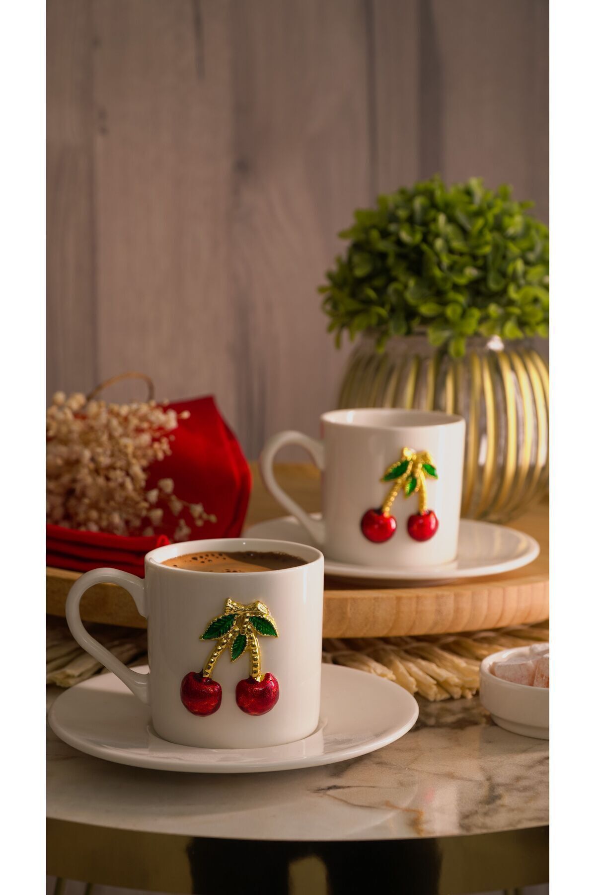 4 Piece 2 Person Porcelain Coffee Cup Cup Set