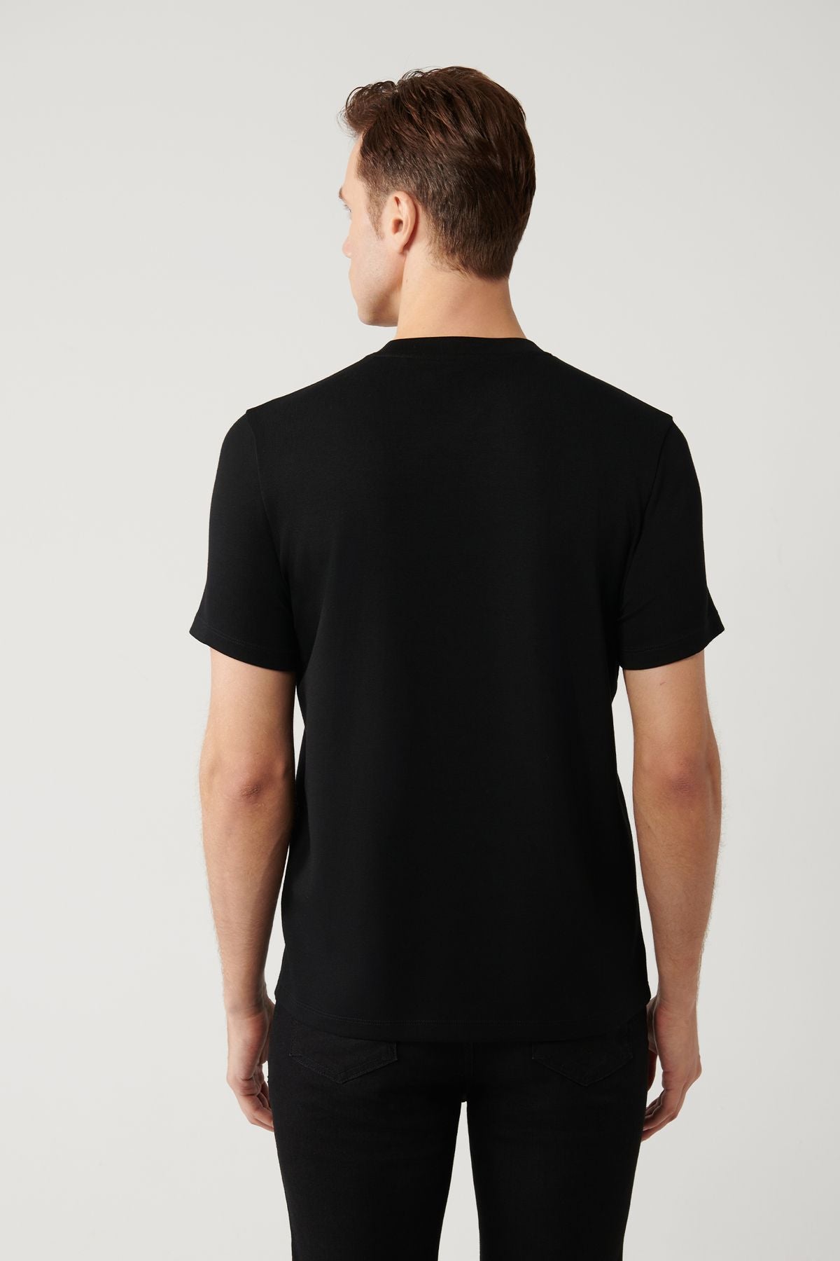 Men's black bike collar printed Interlok T-shirt A41y1013