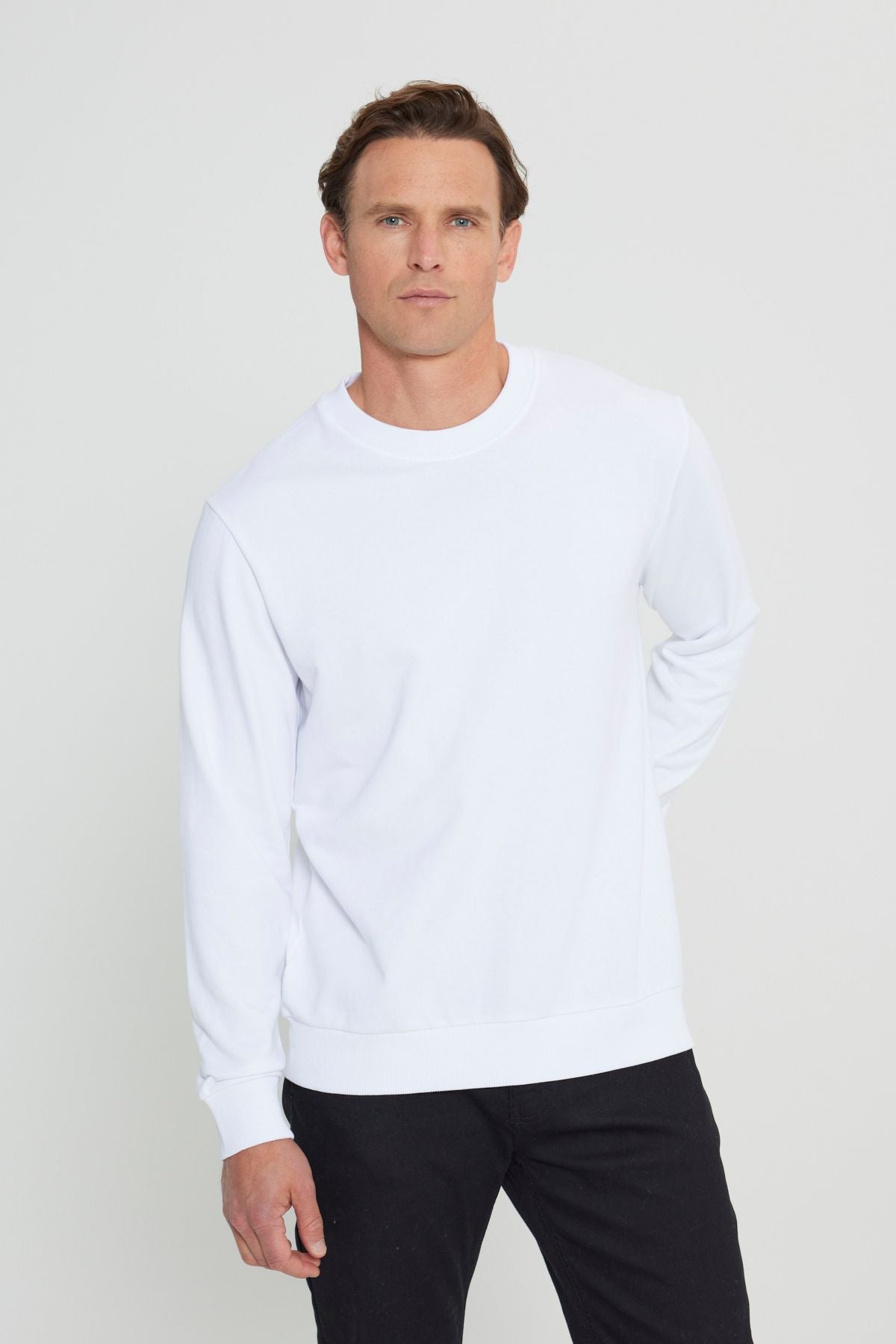 Men's White Standard Fit Normal Normal Cut Bike Cyprus 3 IP Cotton Sweatshirt
