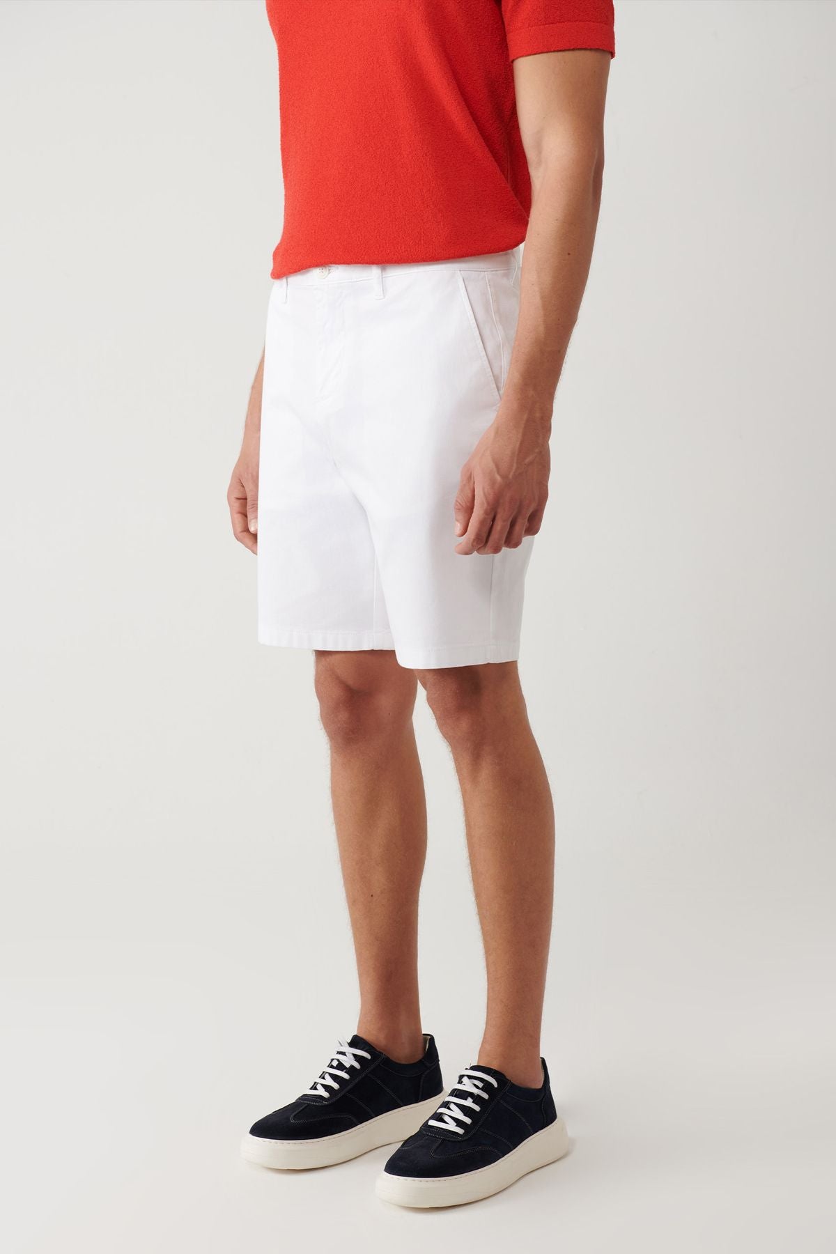 Men's white flexible patara chino canvas shorts B003730