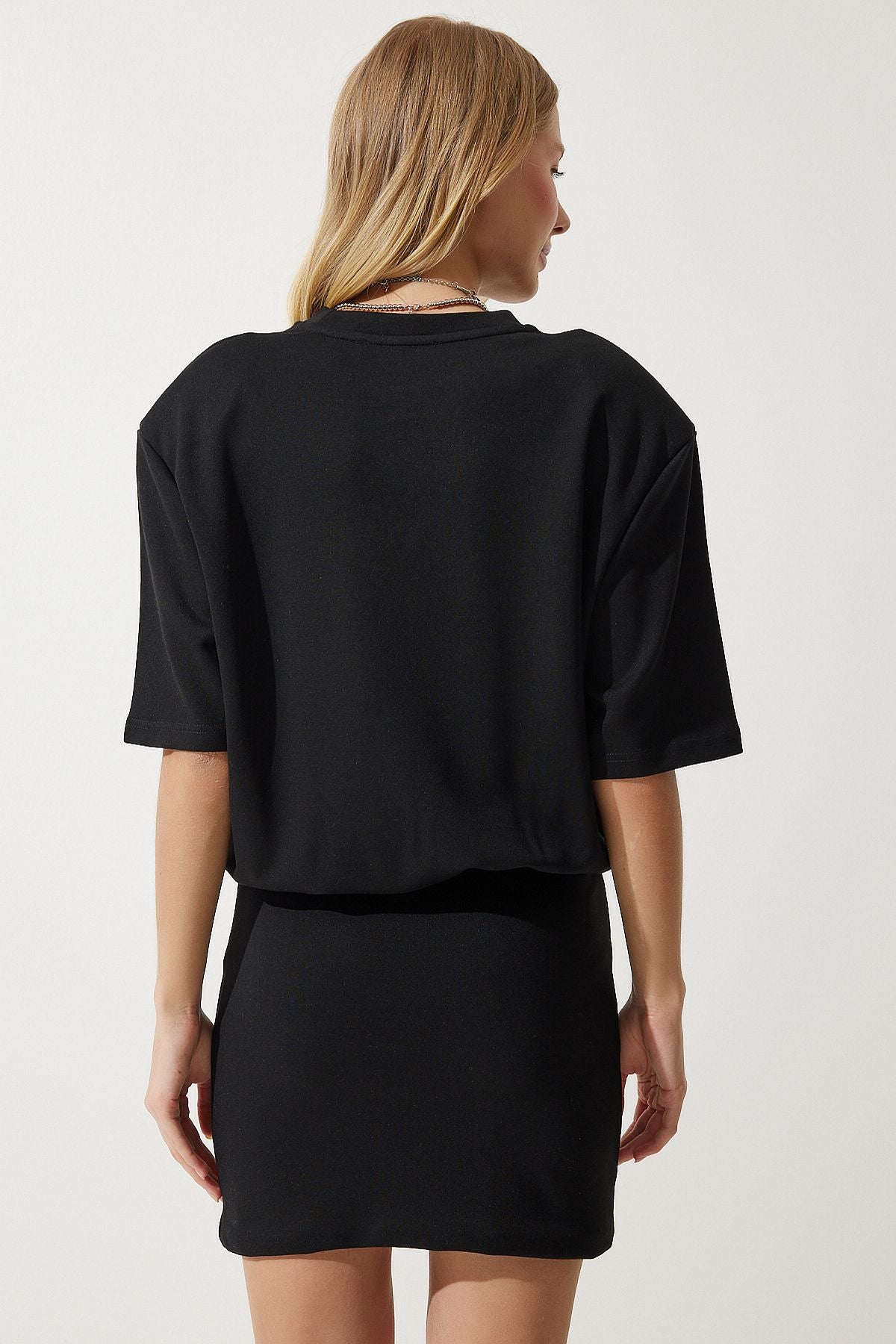 Woman Black Patriarchal Lycra Knitting Dress NY00002