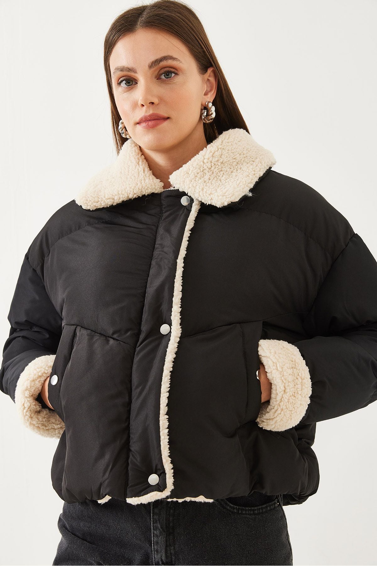 Women's Plush Detailed Inflatable Coat HK-003 60351017