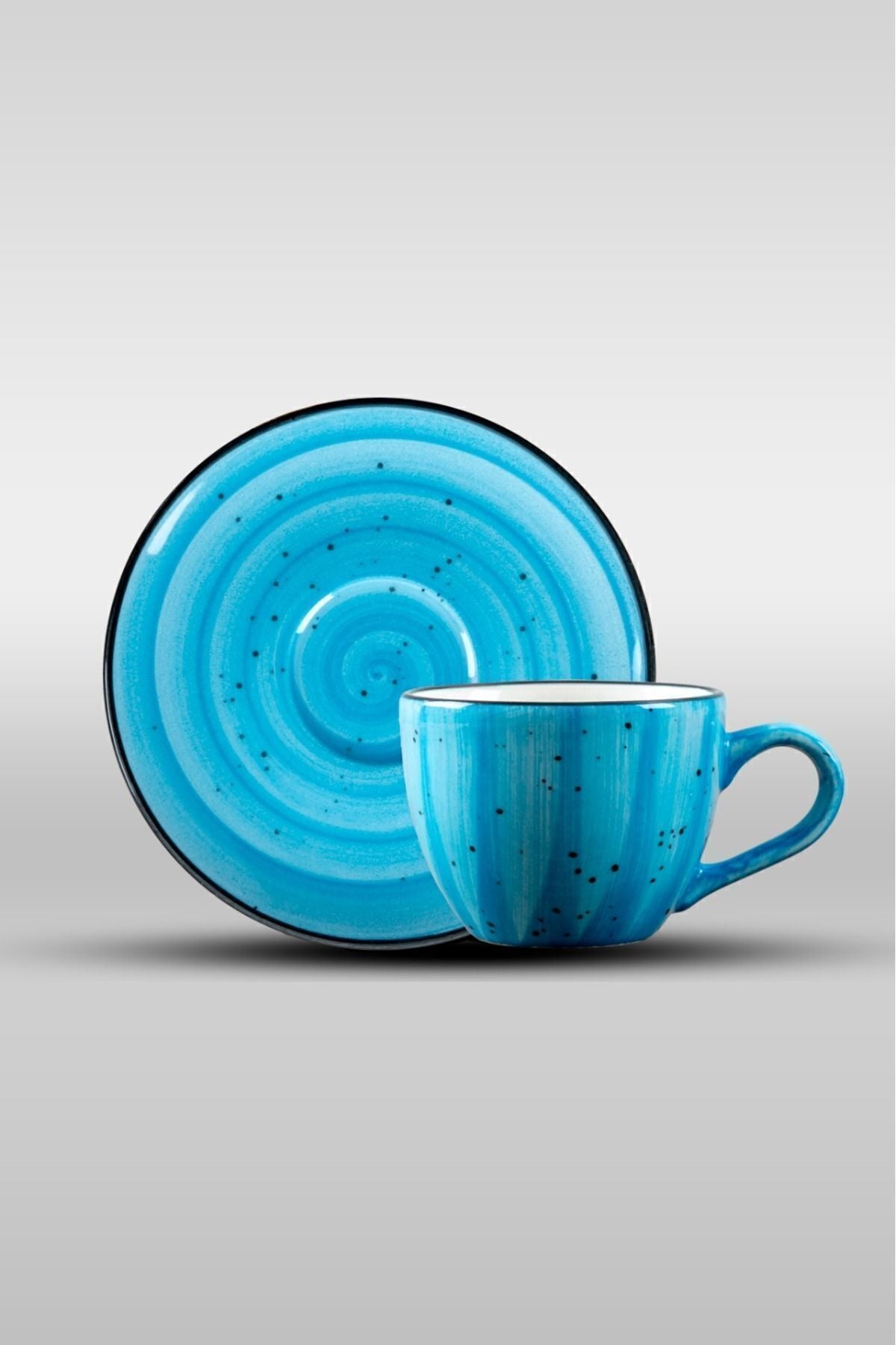 Alya Hand Decor 4 Piece 2 Person Porcelain Coffee Cup Set Blue