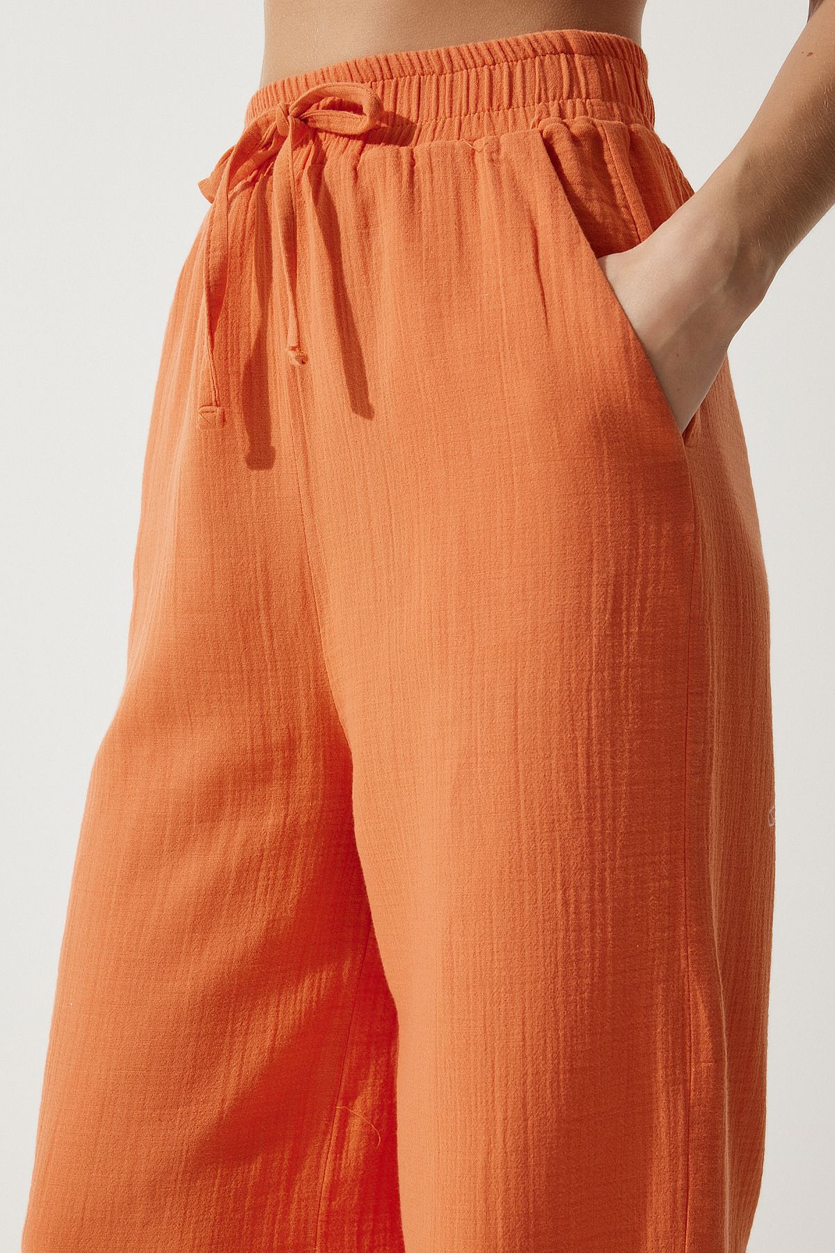 Women Orange Muslin Palazzo Pants MX00160