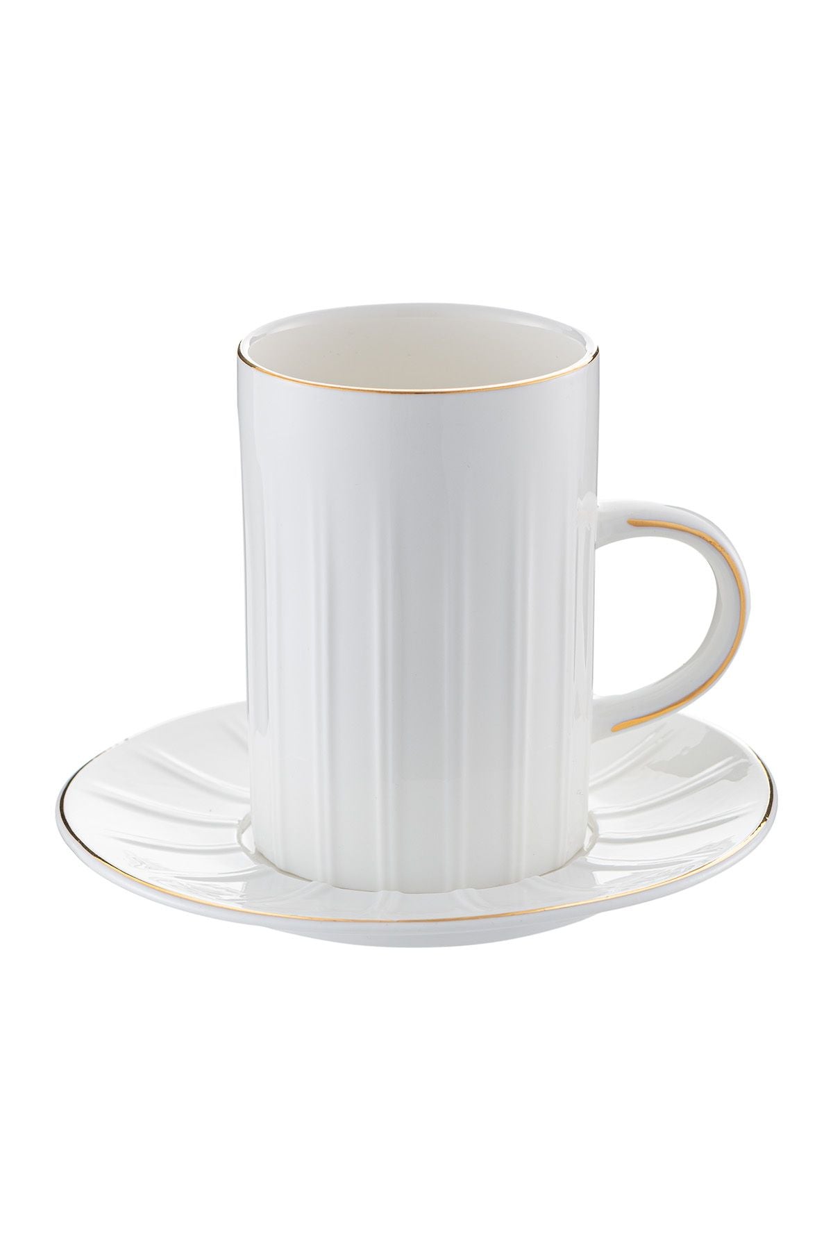 Double Line Pattern Double Coffee Cup 150 cc Gold