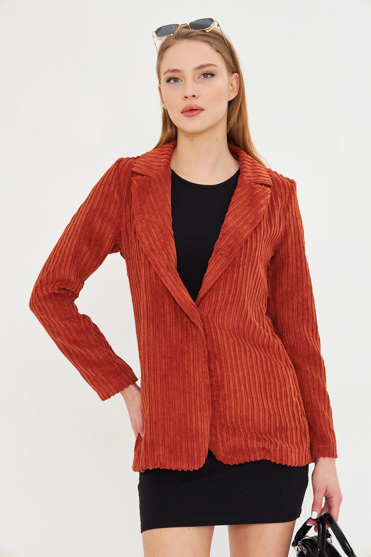 Women's Tile Single button Velvet Jacket ARM-25K001108