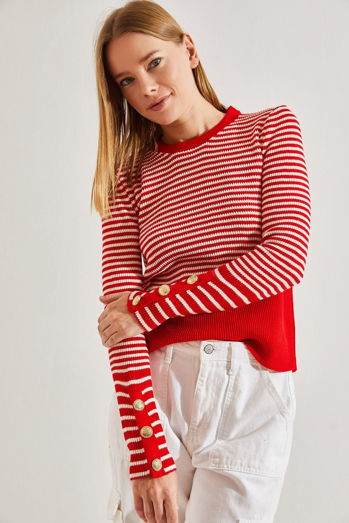 Women's Arms Buttoned Triko Sweater