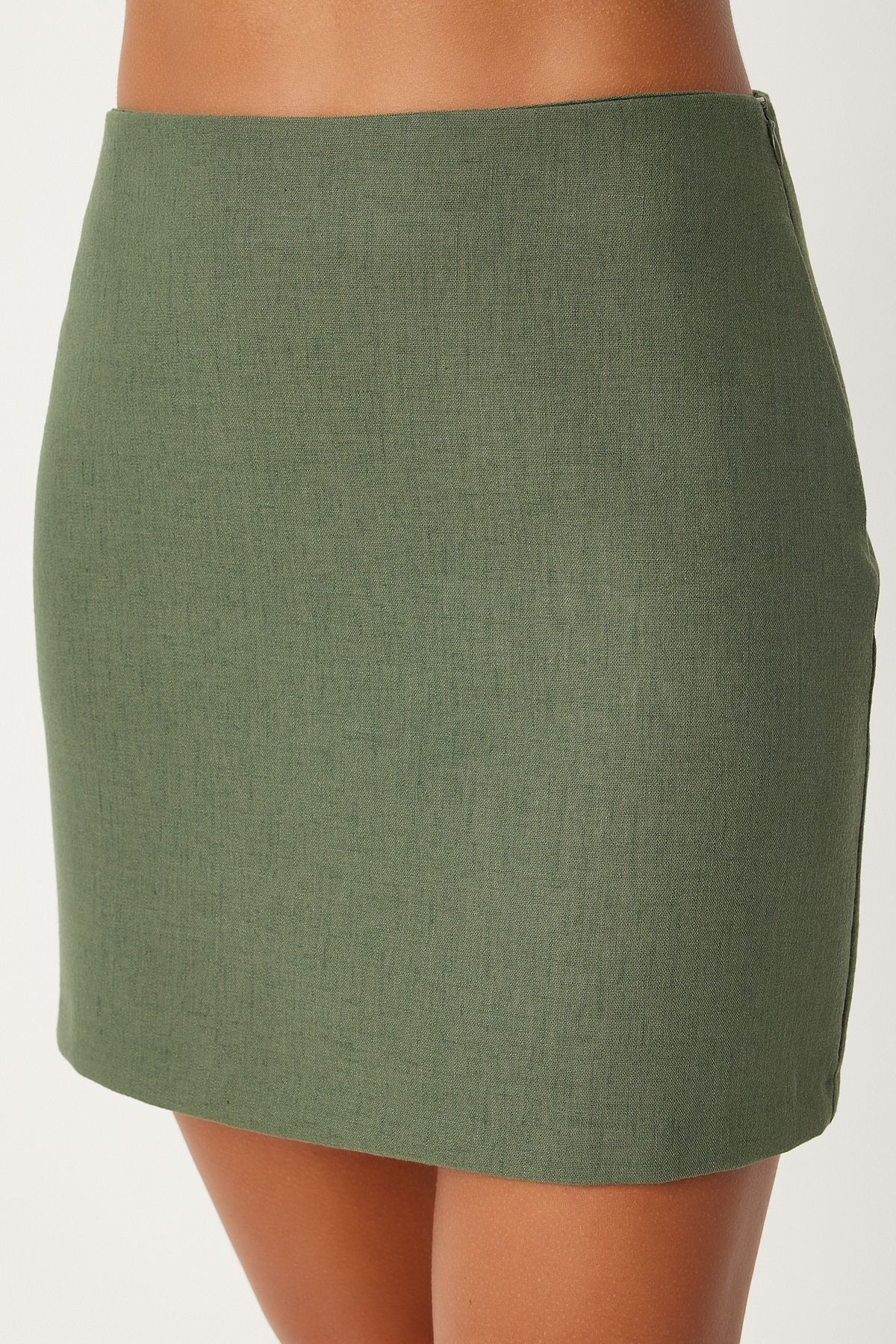 Women Cagla Green Mini Woven Skirt FN03240