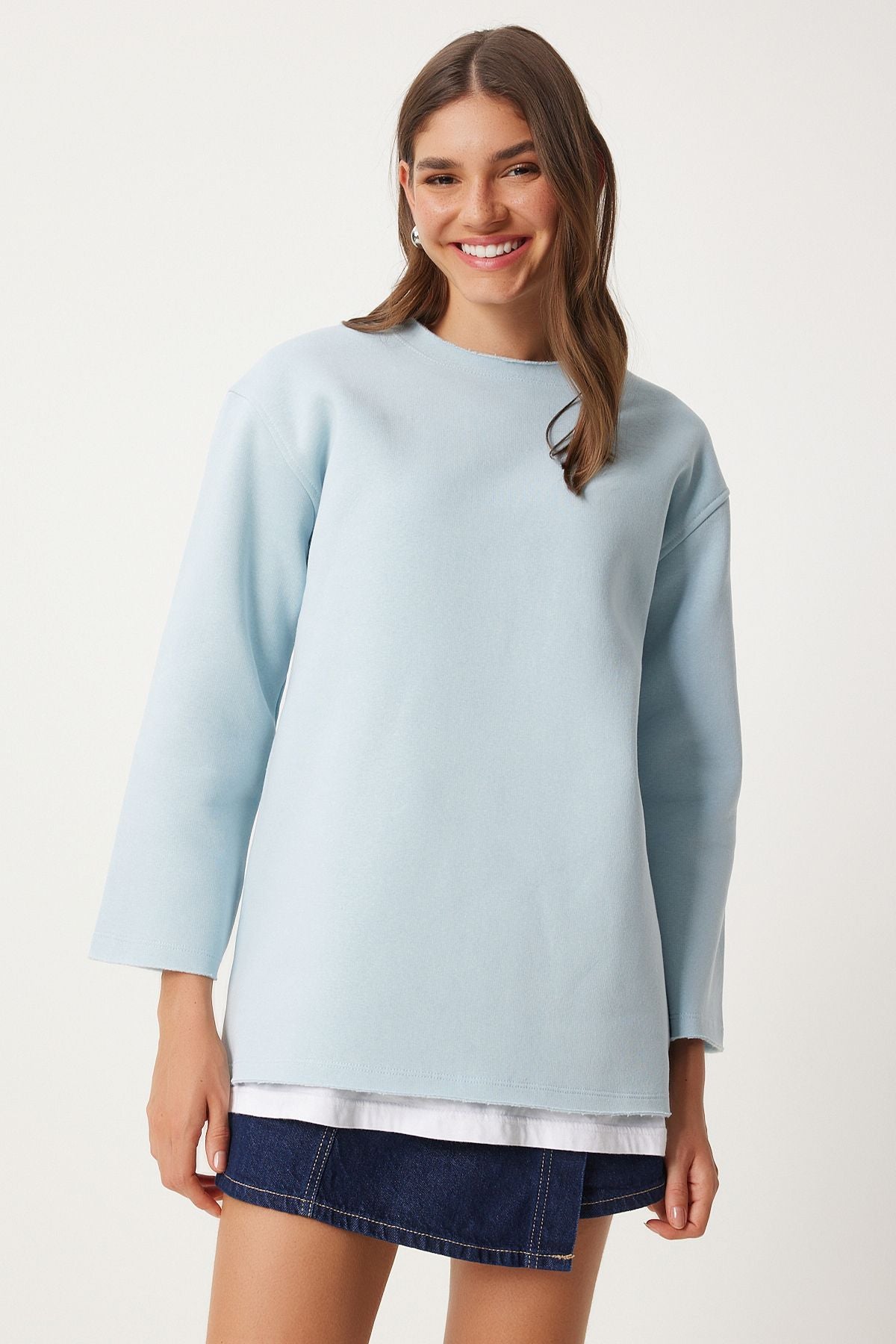 Woman Sky Blue Blue Sweet Sweatshirt NJ00131