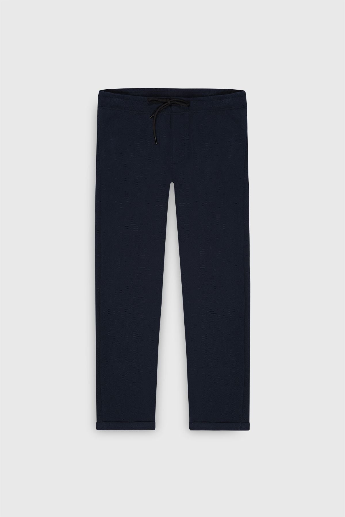 Men's Navy Blue Standard Fit Normal Cutting Pocket Flexible Knitting Pants