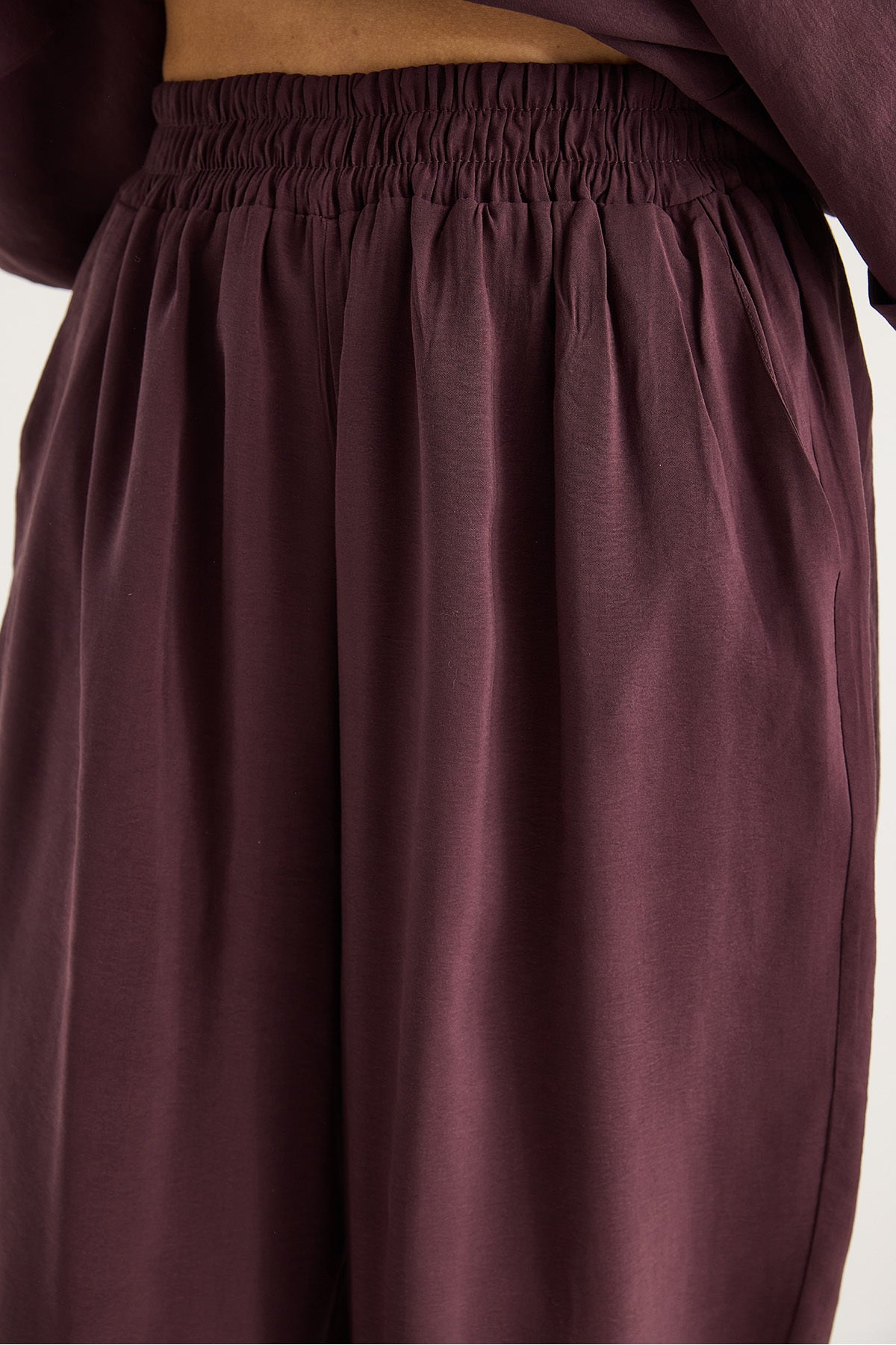 Women's V-Neck Bat Sleeve Blouse Elastic Waist Trousers Modal Suit 60283237