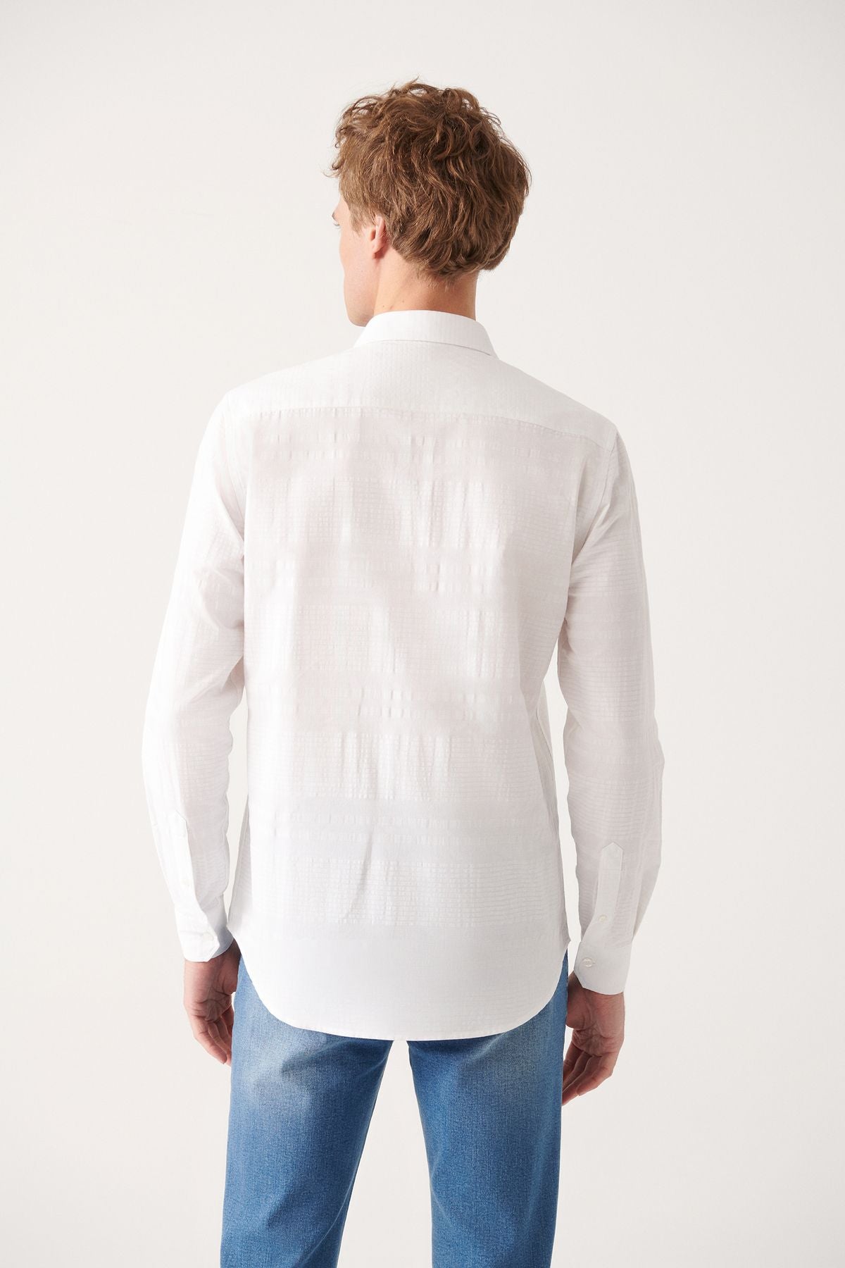 Men's white 100 %cotton textured shirt A31y2061