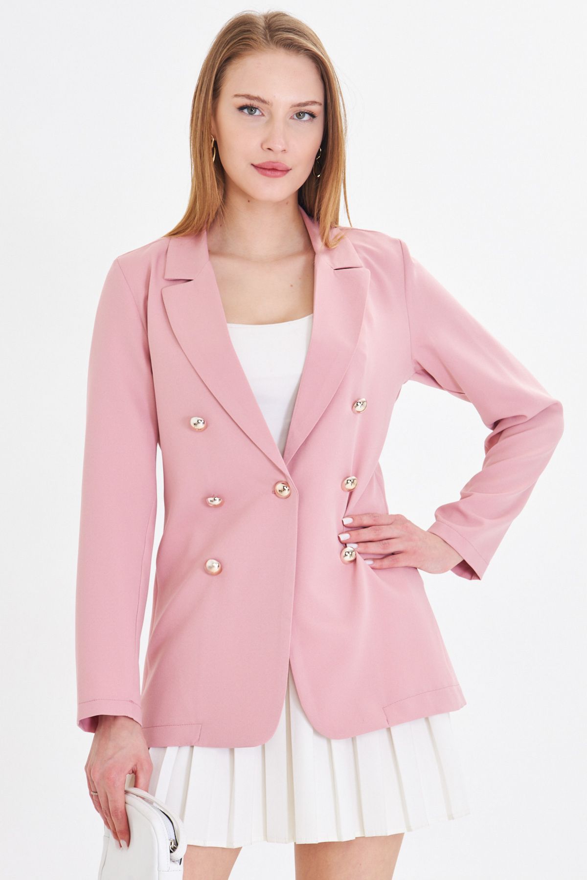 Female powder buttoned jacket ARM-20K001151