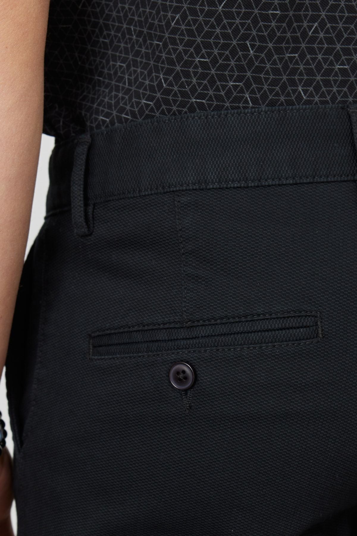 Men's black slim fit narrow -cut side pocket cotton flexible Acharted Pants
