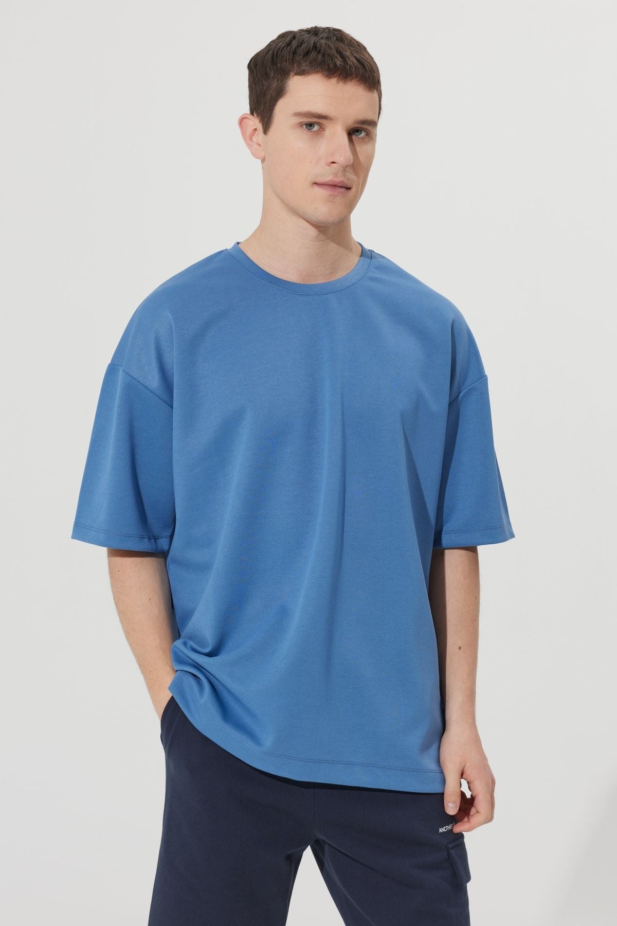 Men's Indigo Oversize Plenty Cut Bike Yaka Sweatshirt T -shirt