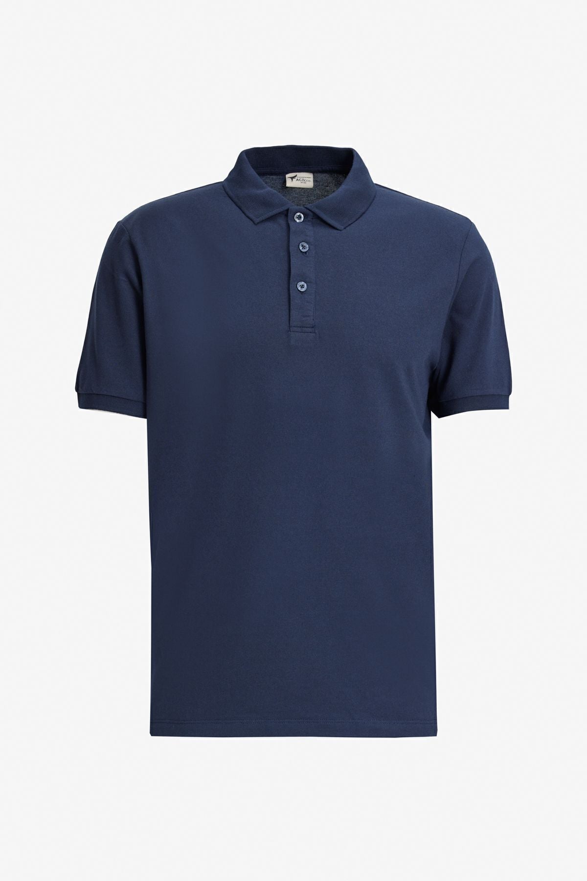 Men's navy blue-open beige white-open black 3-drawing cotton slim fit fit curved polo collar t-shirt
