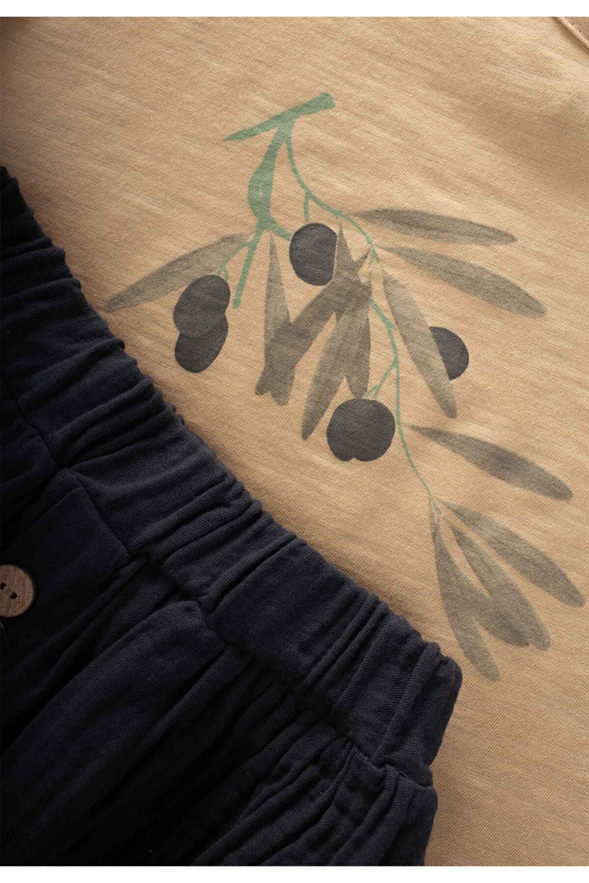 Olive Printing Organic skirt team 3-10 years old melon