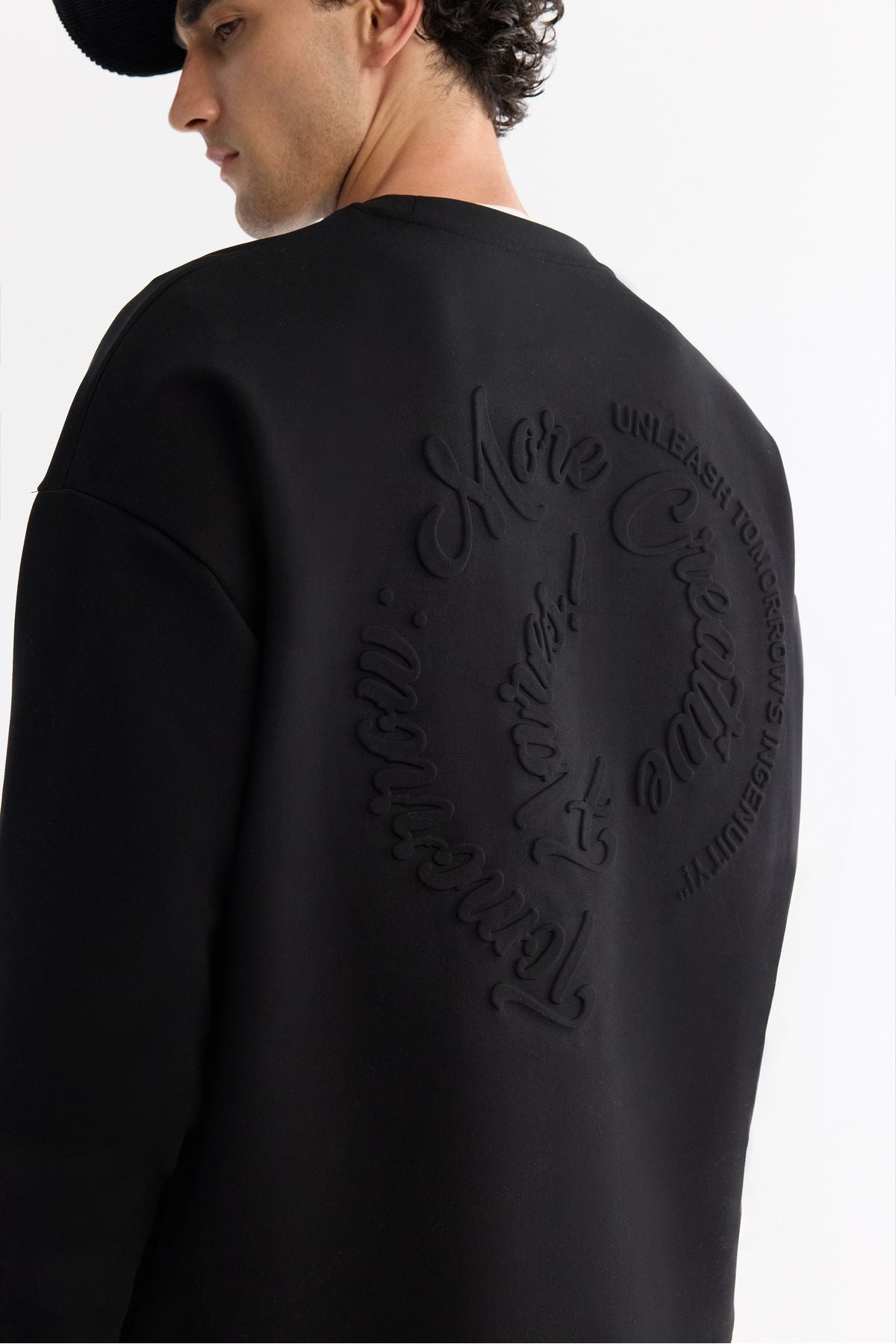 Men's black bike collar elastan sweatshirt a42y1248