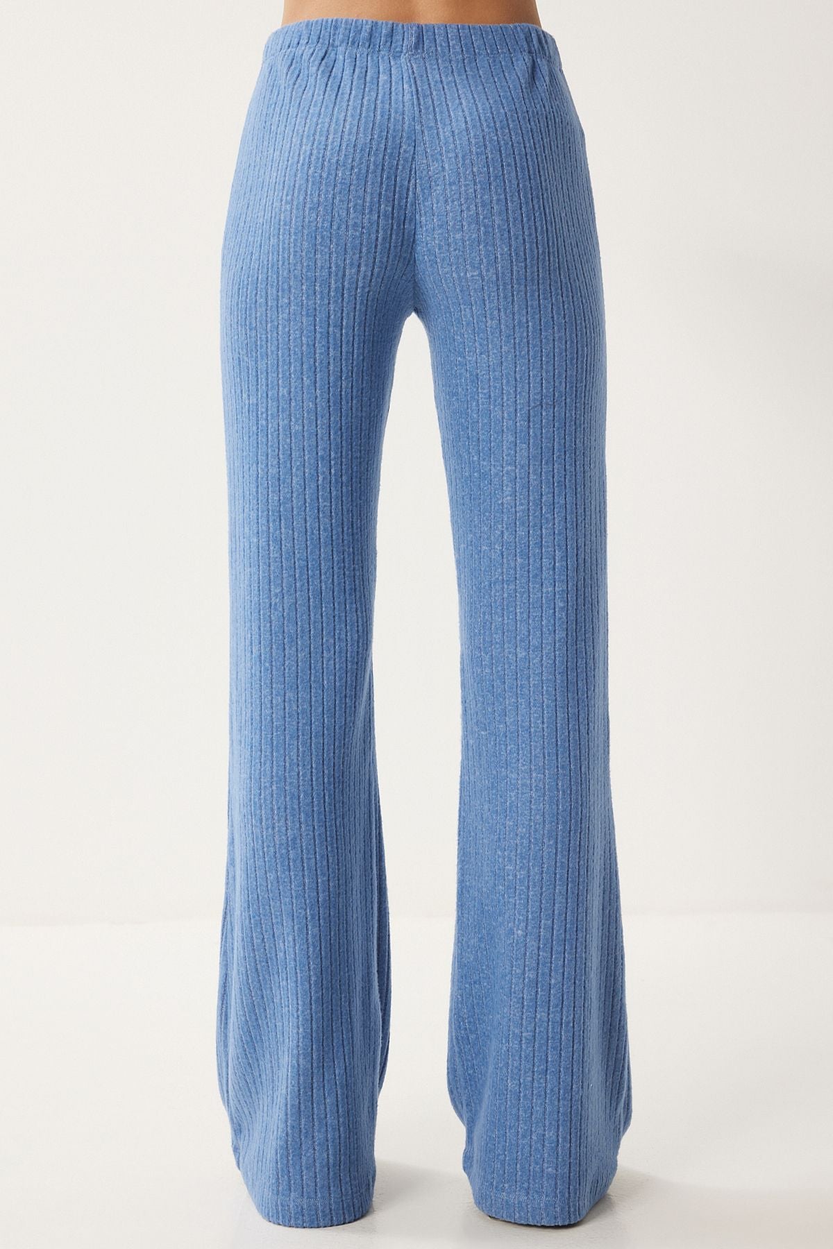 Woman Blue Casual Wick Knitting Blouse Pants Set RG00047