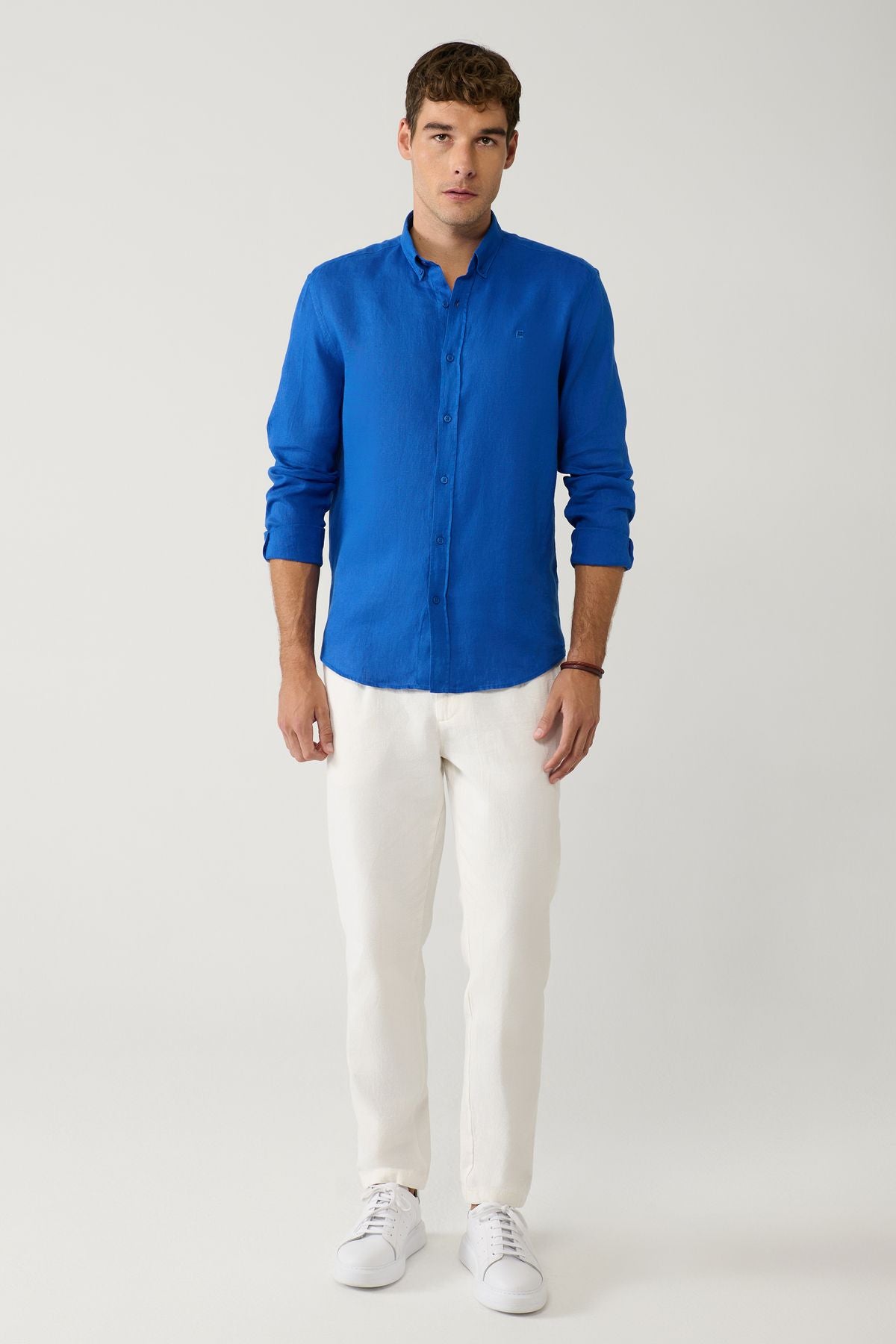 Male Saks 100 %Linen buttoned collar shirt B002191