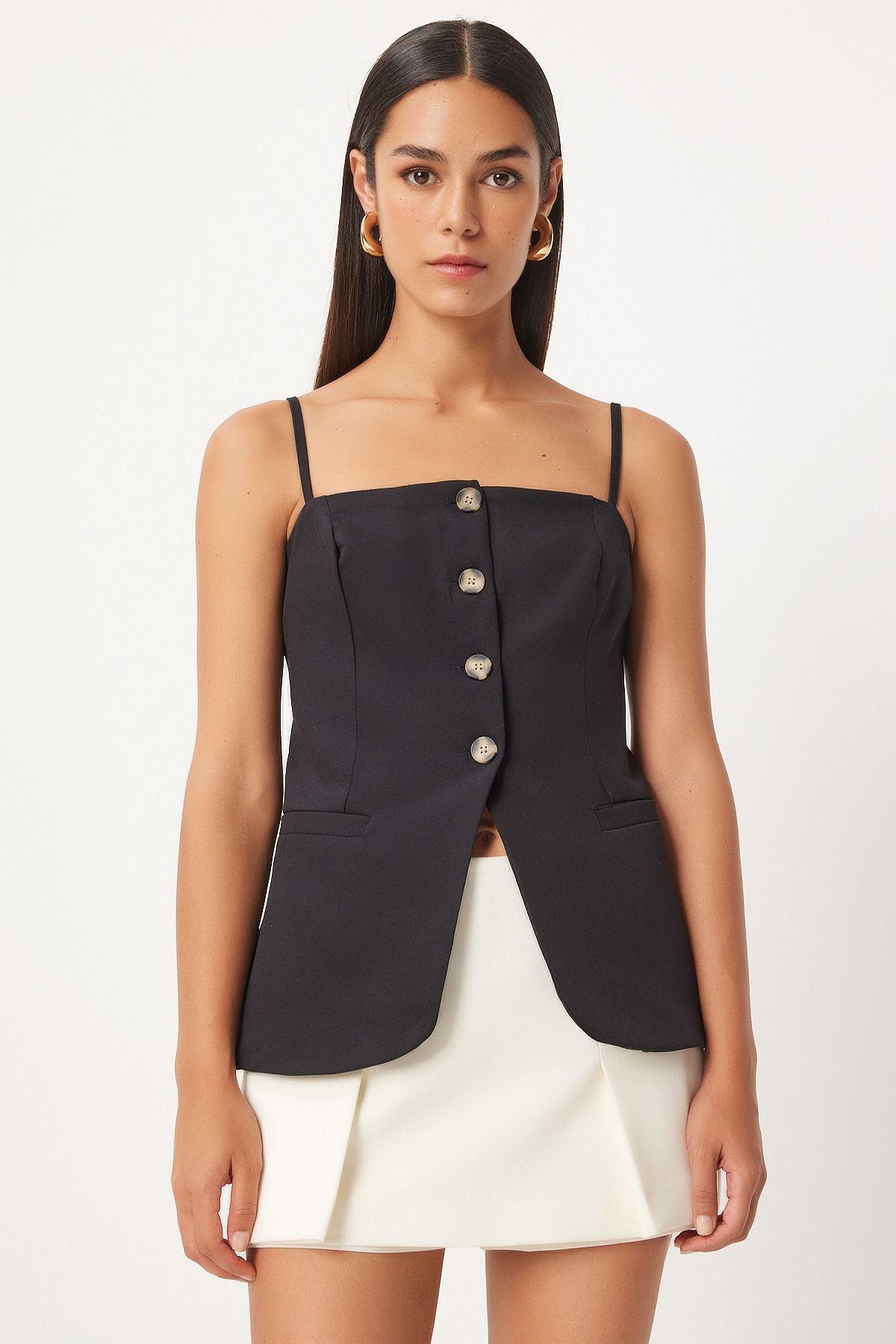 Woman Black Hanger Woven Vest Lv00003