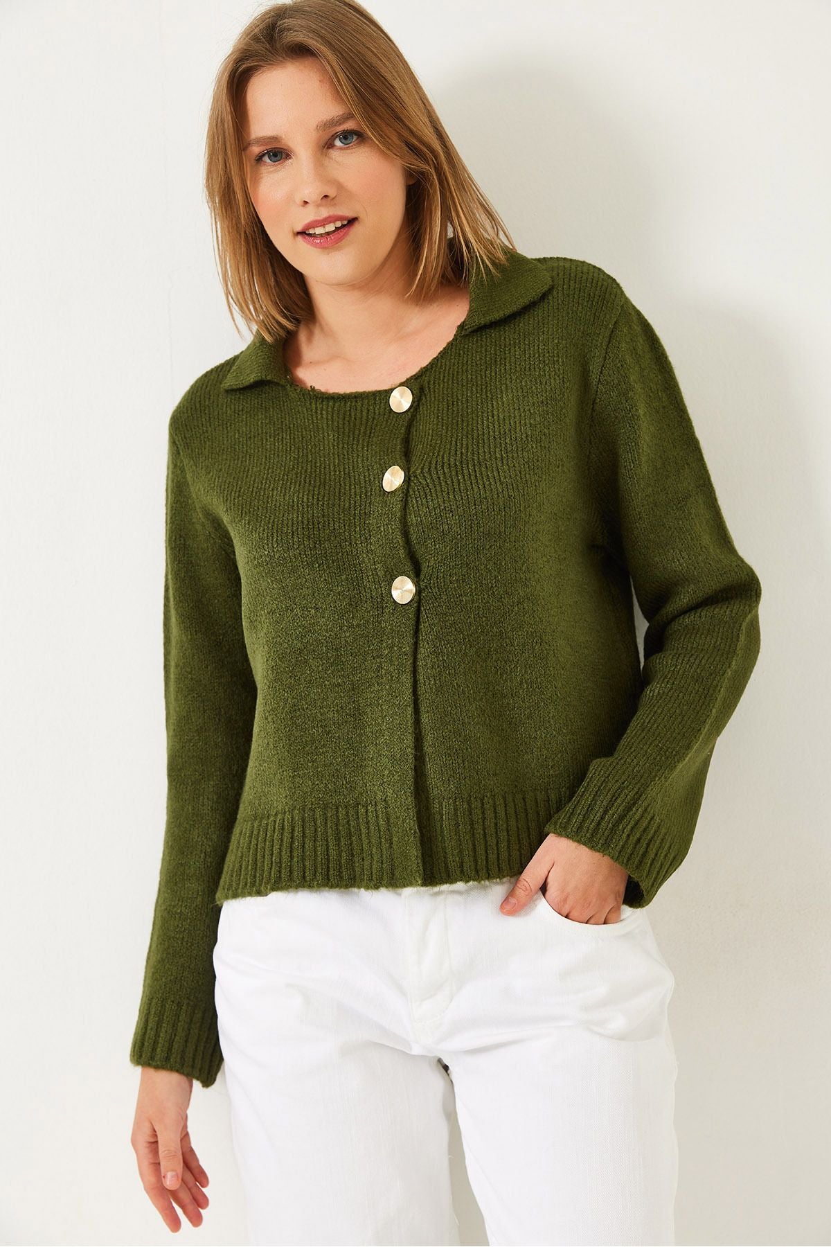 WOMEN'S THREE S button Triko Cardigan 241110