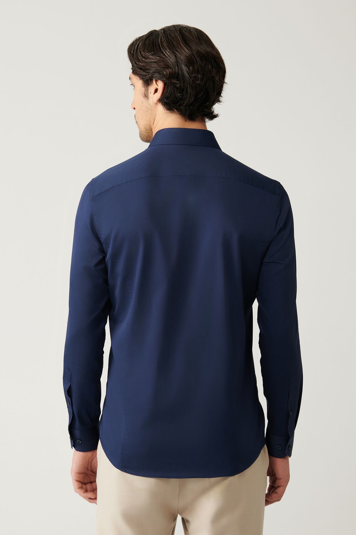Men's Navy 100 %Cotton Classic Collar Satin Shirt B002002