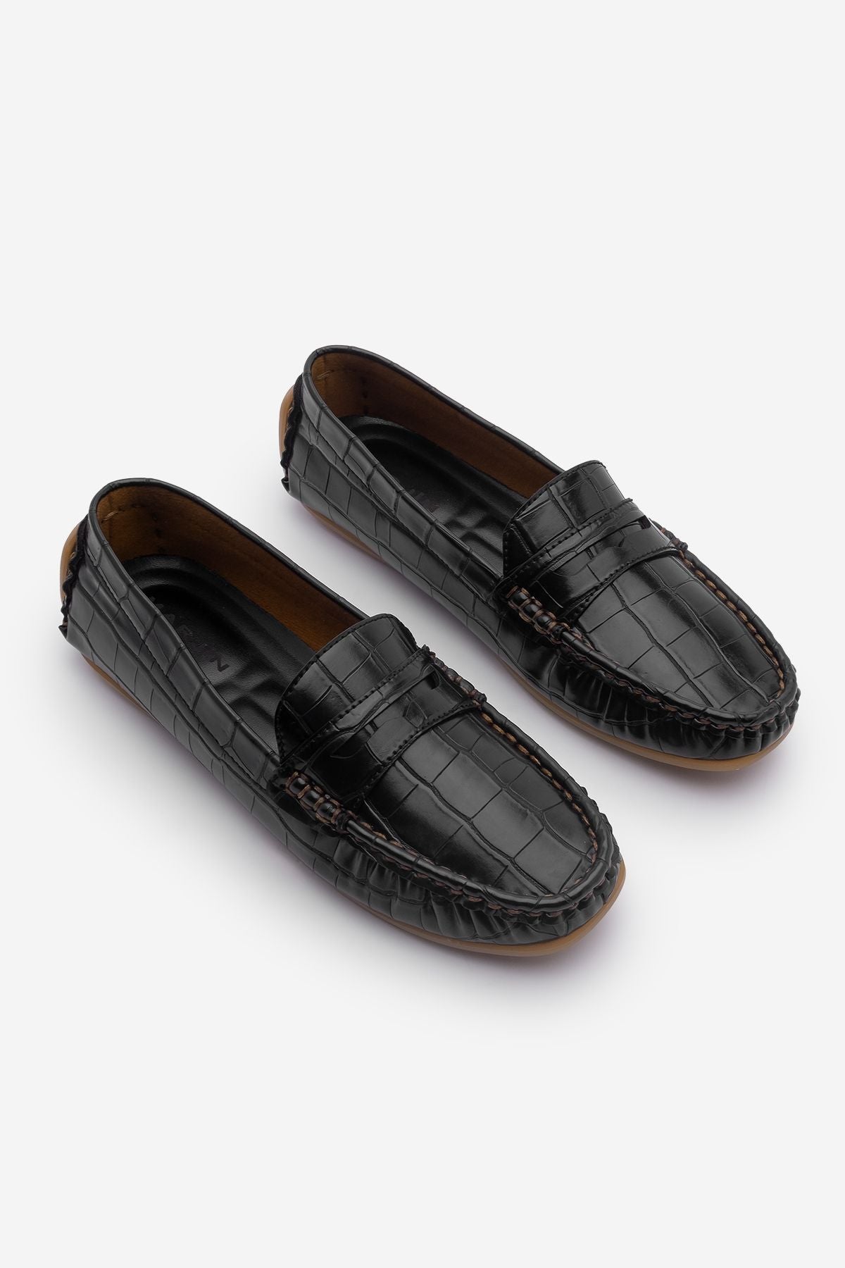 Woman Loafer Daily Shoes Feryus Black Croco