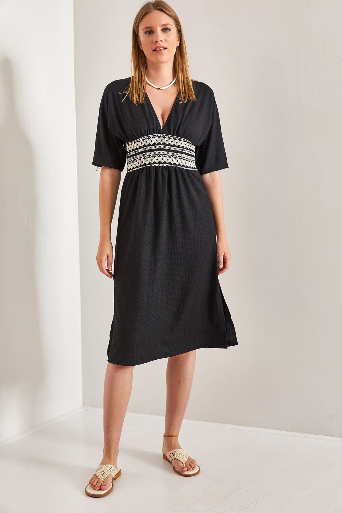 Woman Waist Patterned Dress