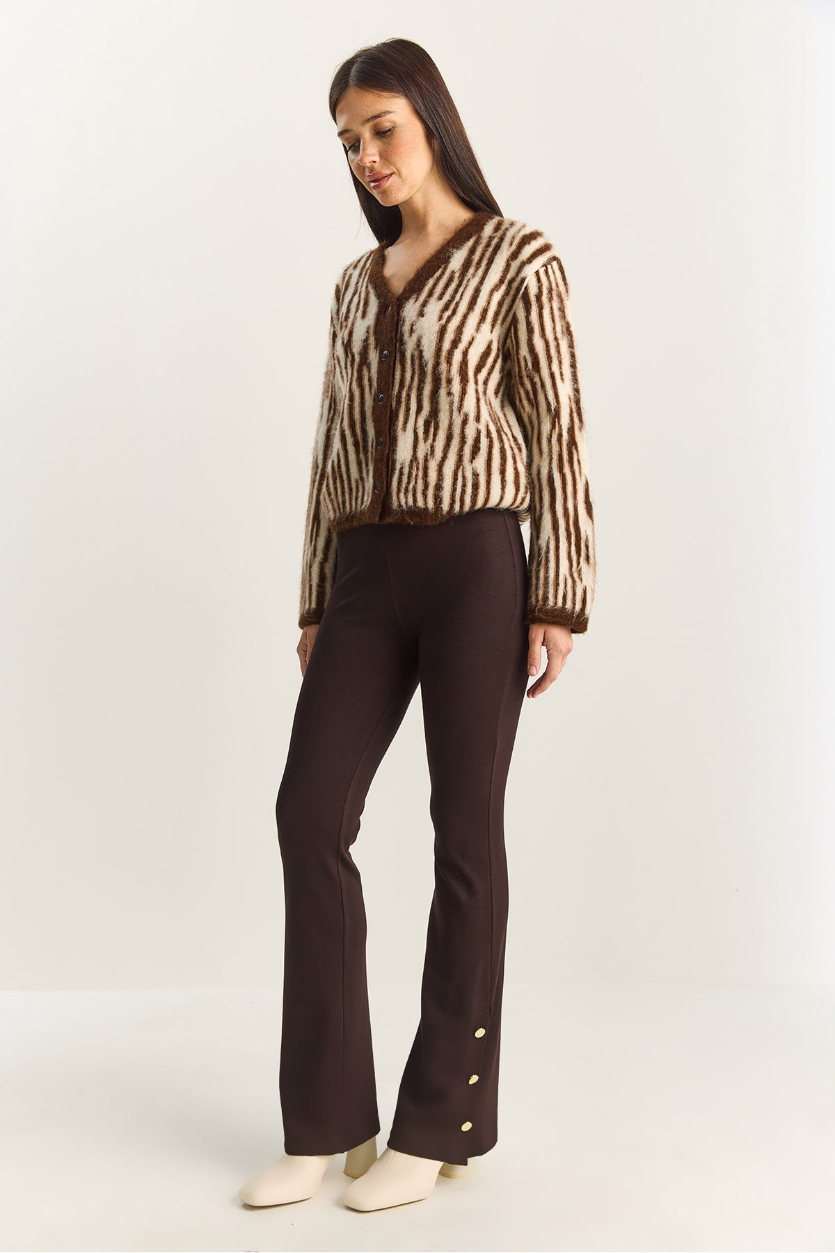 Women's Button Detailed Flare Leg Tights ÖT251157 60283882