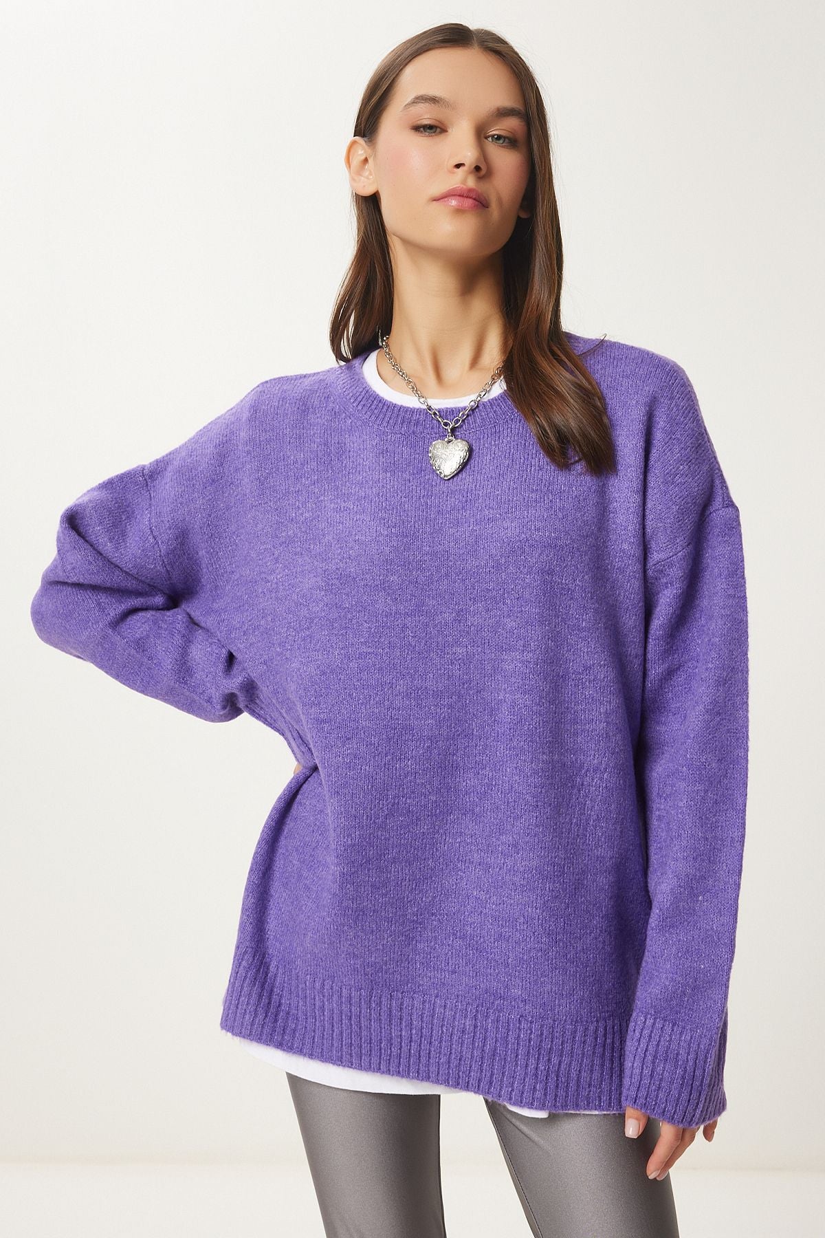 Woman Purple Oversize Knitwear sweater PN00054