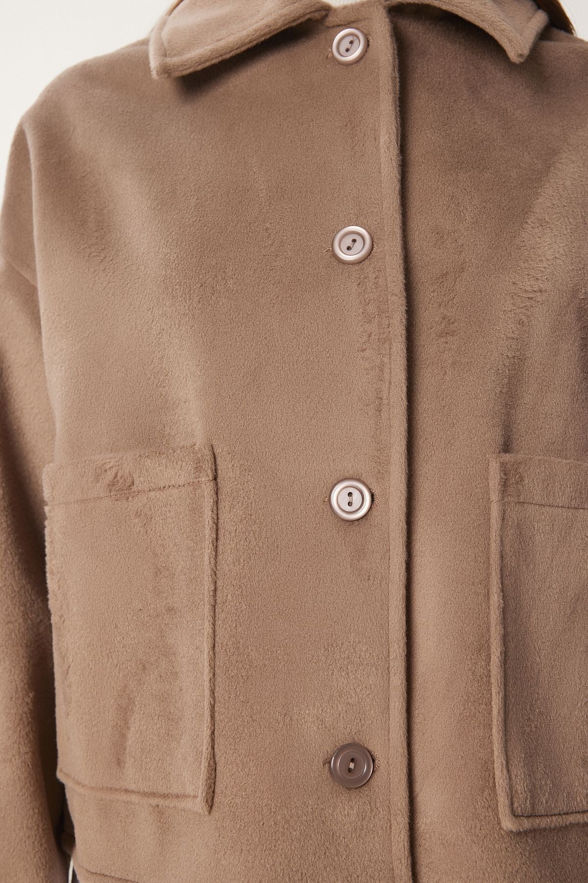 Female mink wide pocket soft stamp jacket FN03445