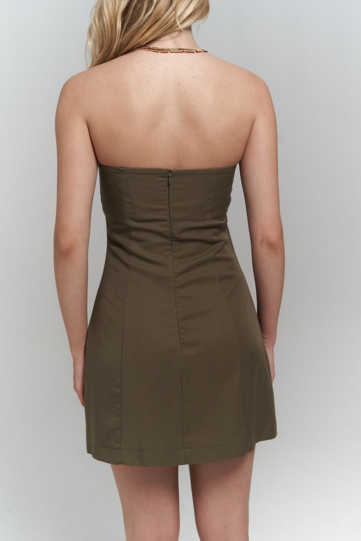 Clara Straplez Khaki Dress