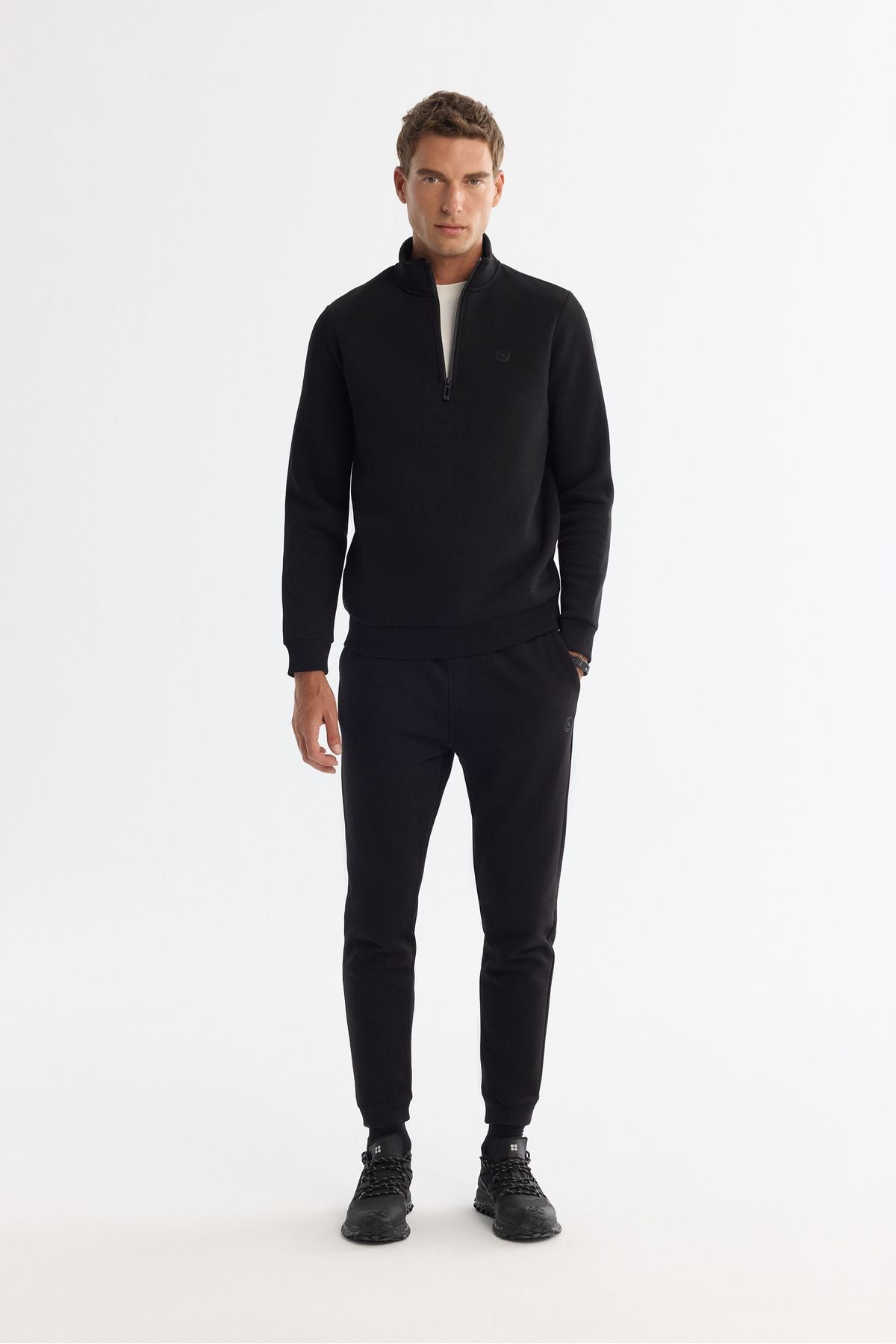 Men's black upright collar zipper 3 -IP Sweatshirt E001020