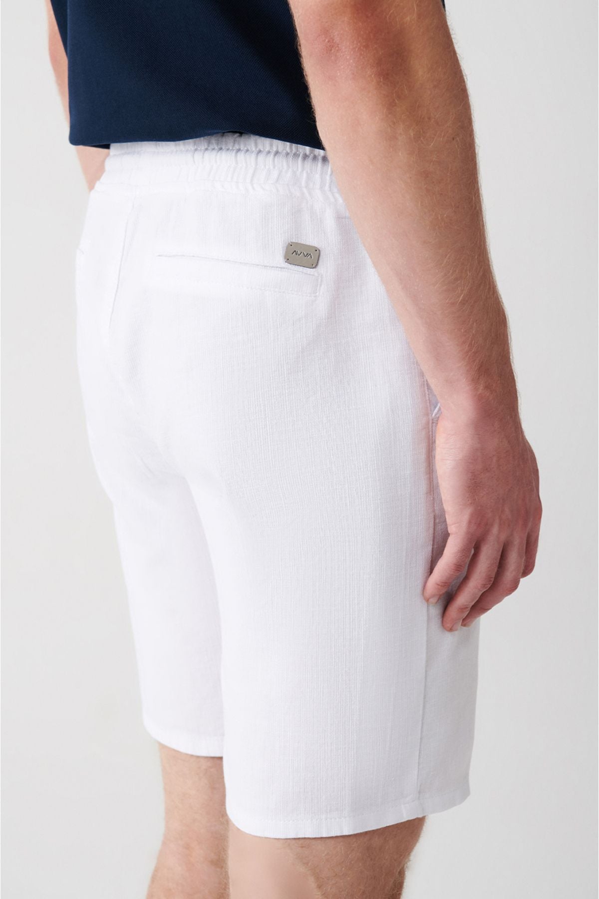 Men's White 100 %Cotton Side Pocket Waist Linen Linen texture E003603