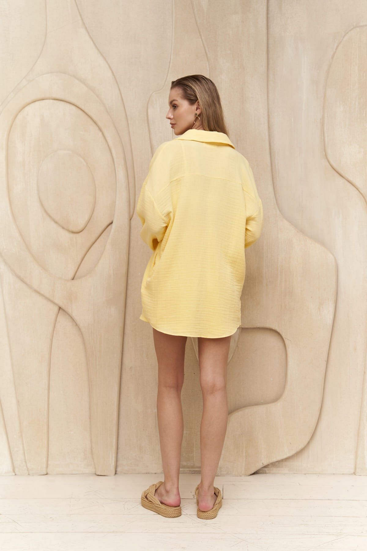 Cosmos lemon yellow muslin shorts team