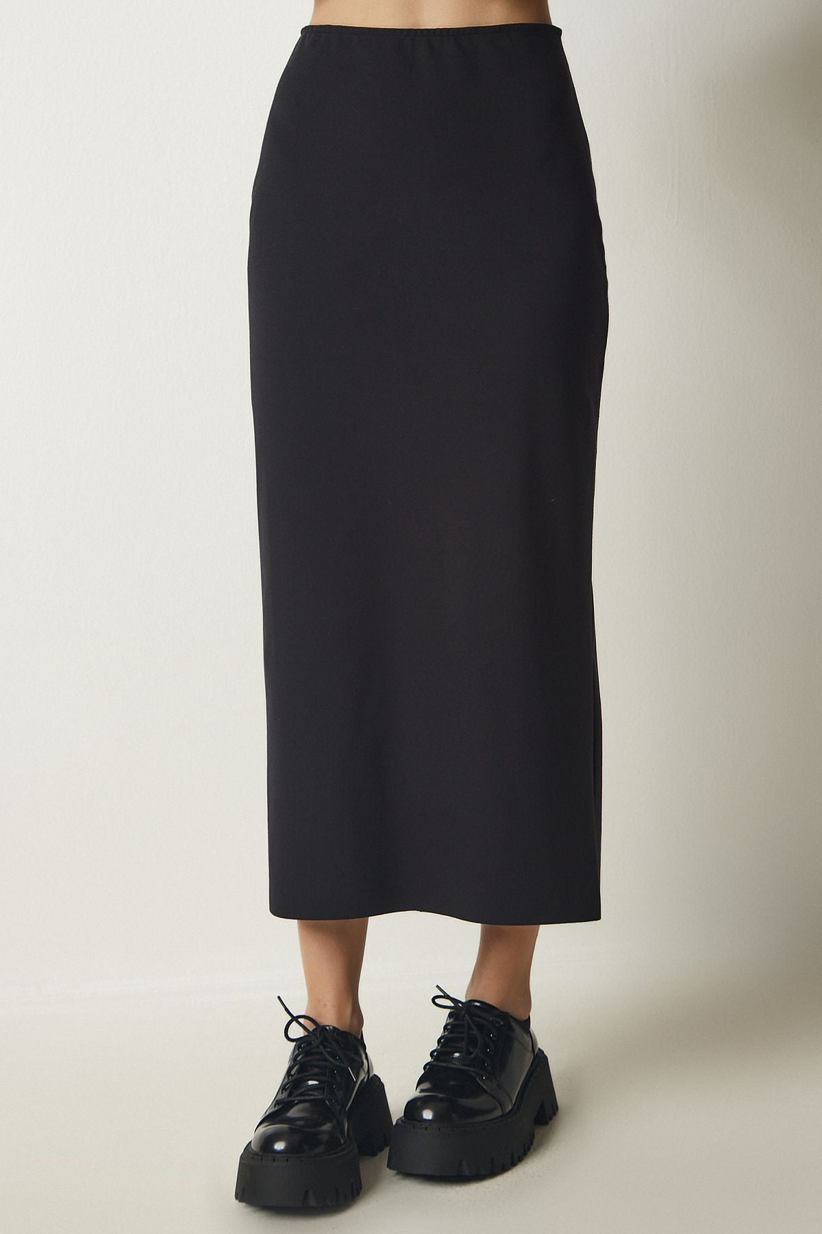 Female Black Slip Elastic Knitting Modal Skirt FN03140