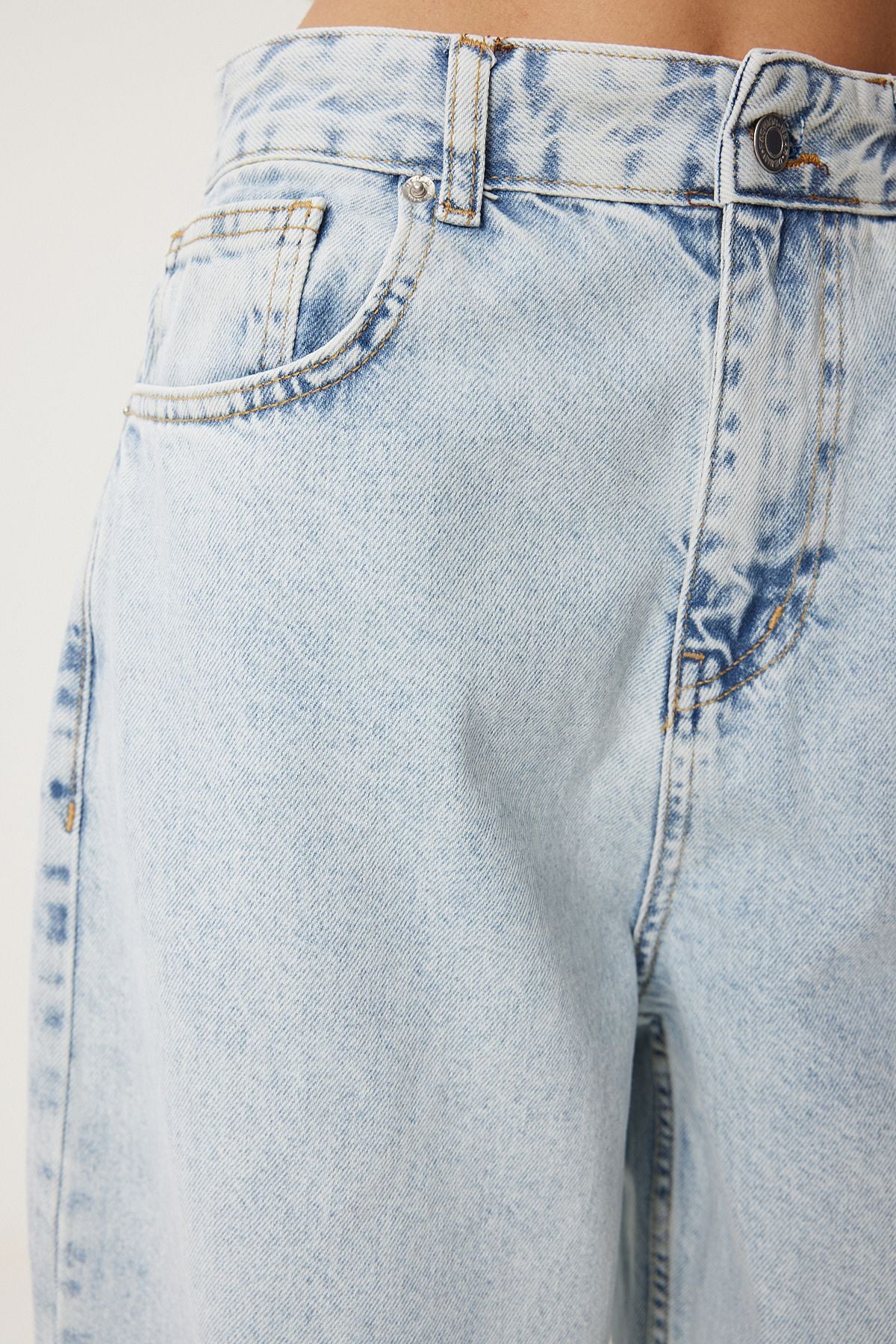 WOMEN'S BLUE BLUE HIGH BEL BAGGY JEANS RI00004