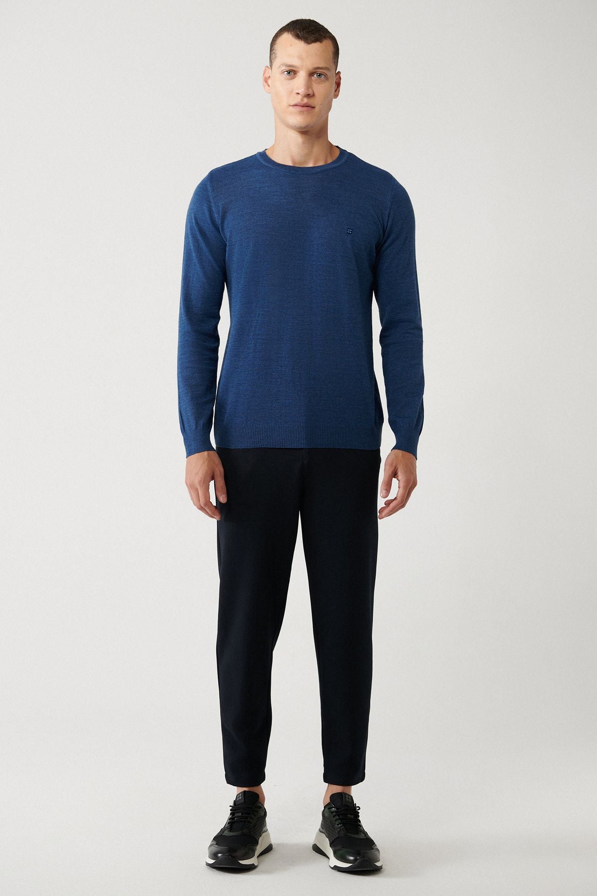 Men's Indigo Bicycle Bike Wool Mixed Knitwear Sweater B005013