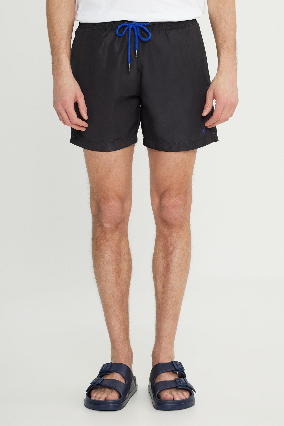 Men's Black Standard Fit Normal Cutting Fast Edge Side Patterned Sea Short Ma from Swimce