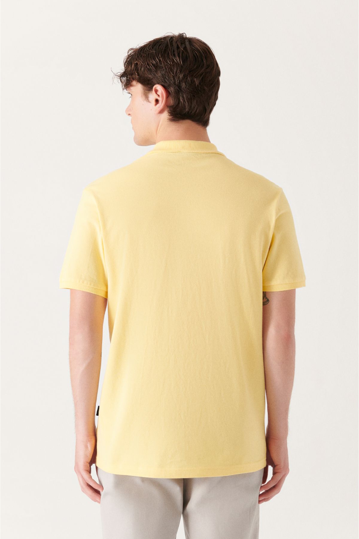 Men's yellow 100 %cotton cool, Polo Yaka T-shirt E001004
